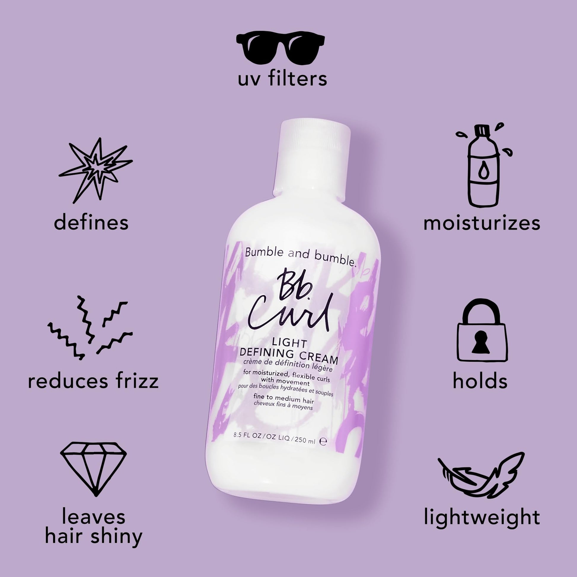 Gray Bumble and bumble. Curl Defining Styling Cream | Moisture and Definition|Fine to Medium Curly, Wavy Hair | Anti Frizz | Hold and Shine | With Jojoba Avocado+ Coconut Oils | Standard Size, 8.5 Fl Oz