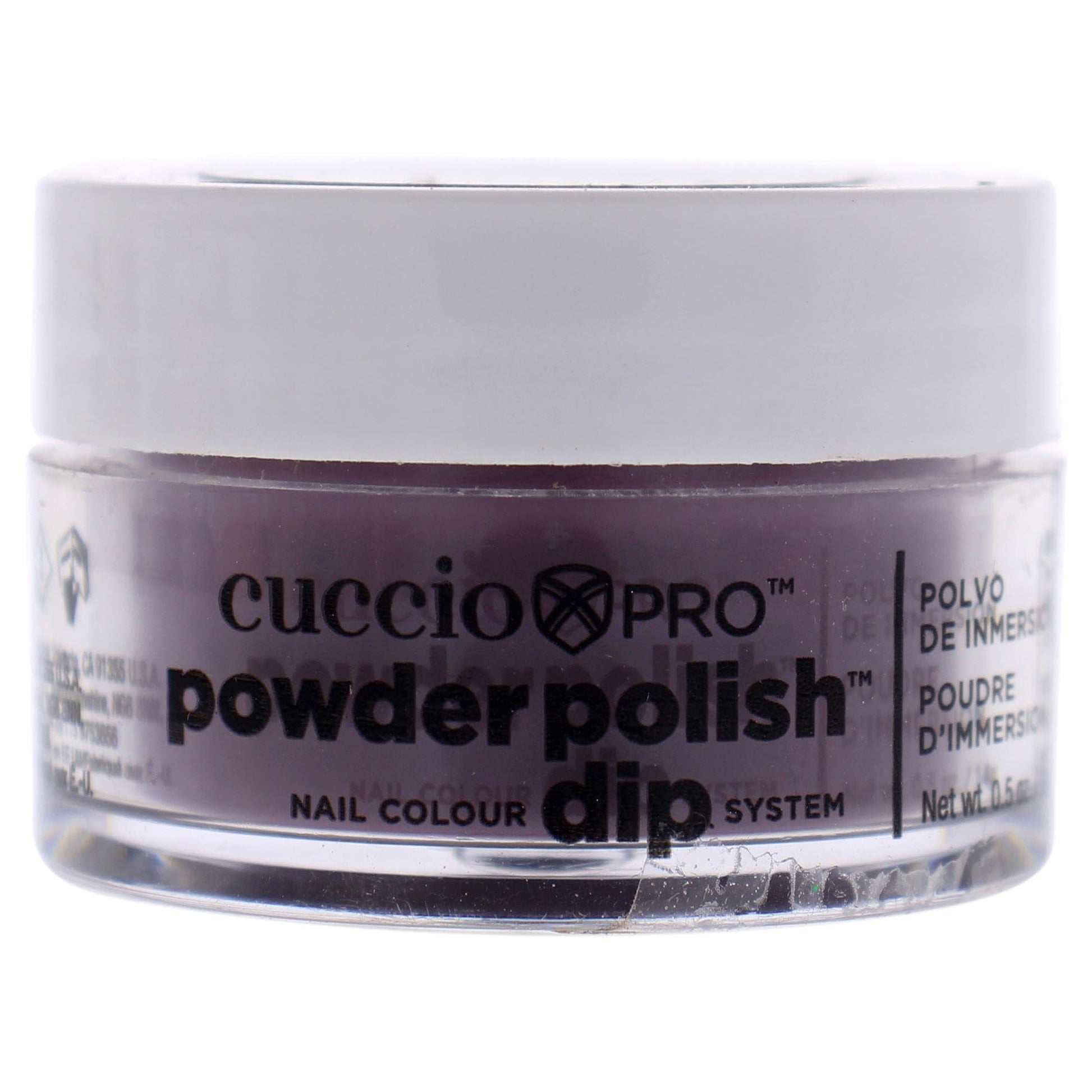 Gray Cuccio Pro Powder Polish Dip - Plum W/ Black Undertones - Nail Lacquer for Manicures & Pedicures, Easy & Fast Application/Removal - No LED/UV Light - Non-Toxic, Odorless, Highly Pigmented - 0.5 oz
