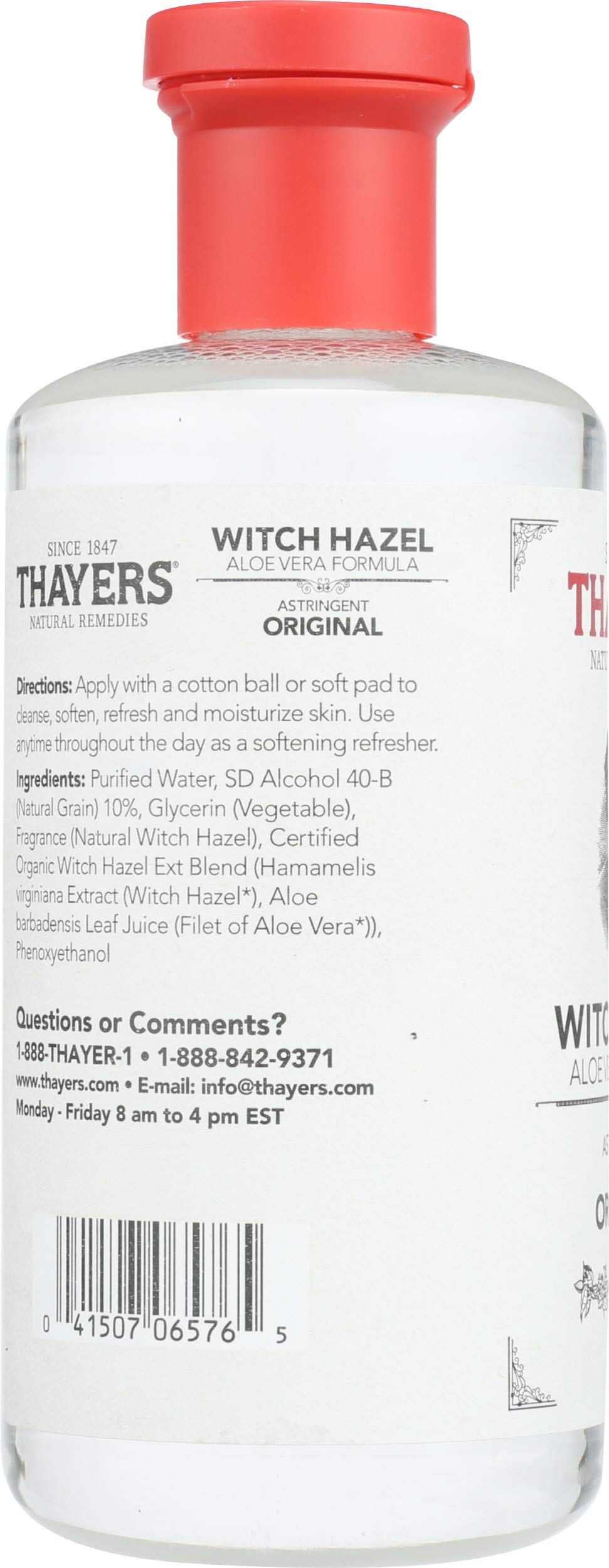 White Smoke Thayers Witch Hazel with Aloe Vera, Original Astringent 12 oz