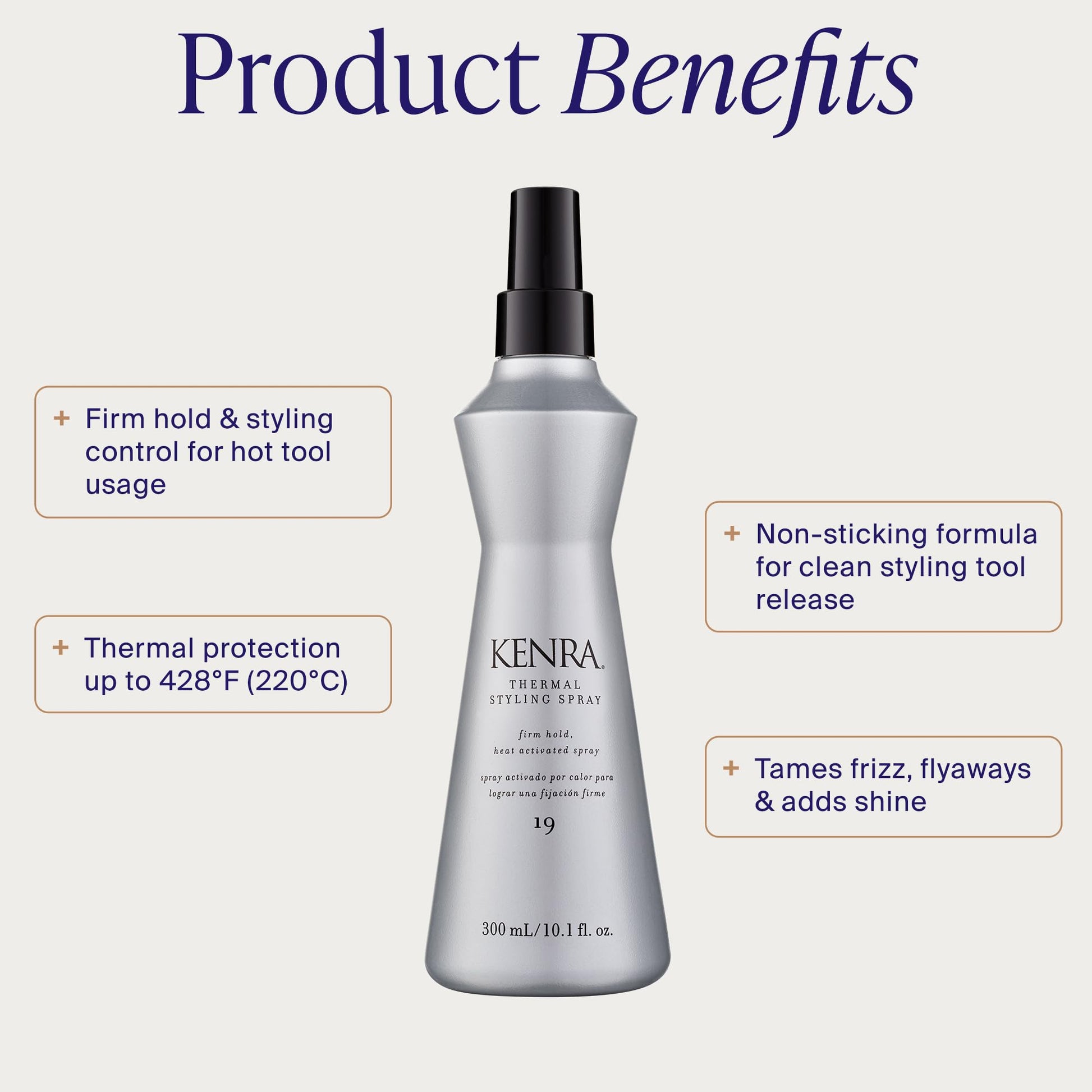 Lavender Kenra Professional Thermal Styling Spray 19 | Heat Protection | Firm Hold Heat-Activated | Tames Frizz, Flyaways & Adds Shine | All Hair Types | 10 fl. Oz