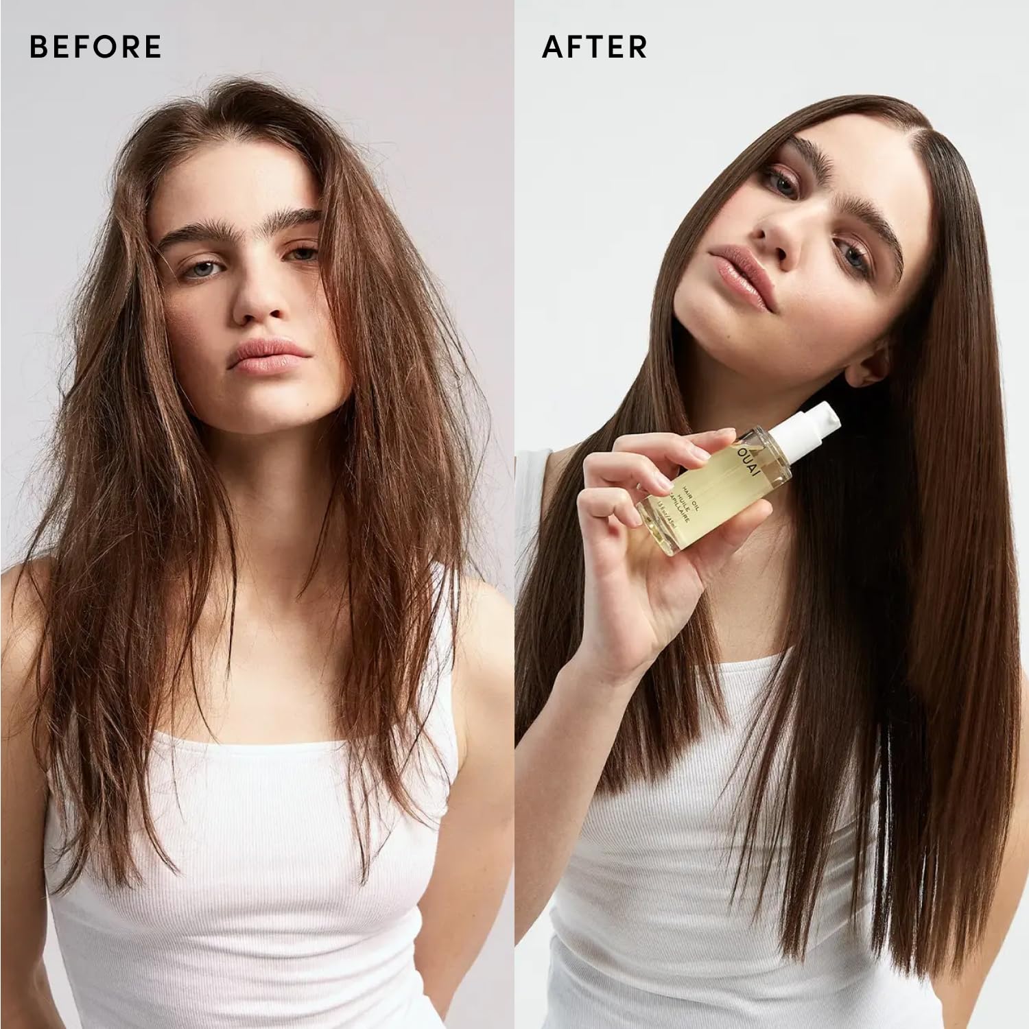 Lavender OUAI Hair Oil - Hair Heat Protectant Oil for Frizz Control - Adds Shine and Smooths Split Ends - Color Safe Formula - Paraben, Phthalate and Sulfate Free (1.5 fl oz)