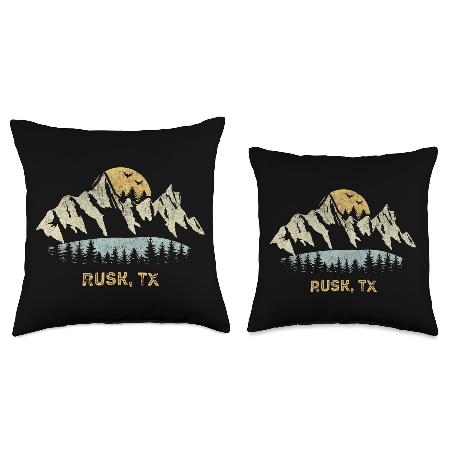 Black Rusk Texas Mountain Sunset Sunrise TX Throw Pillow