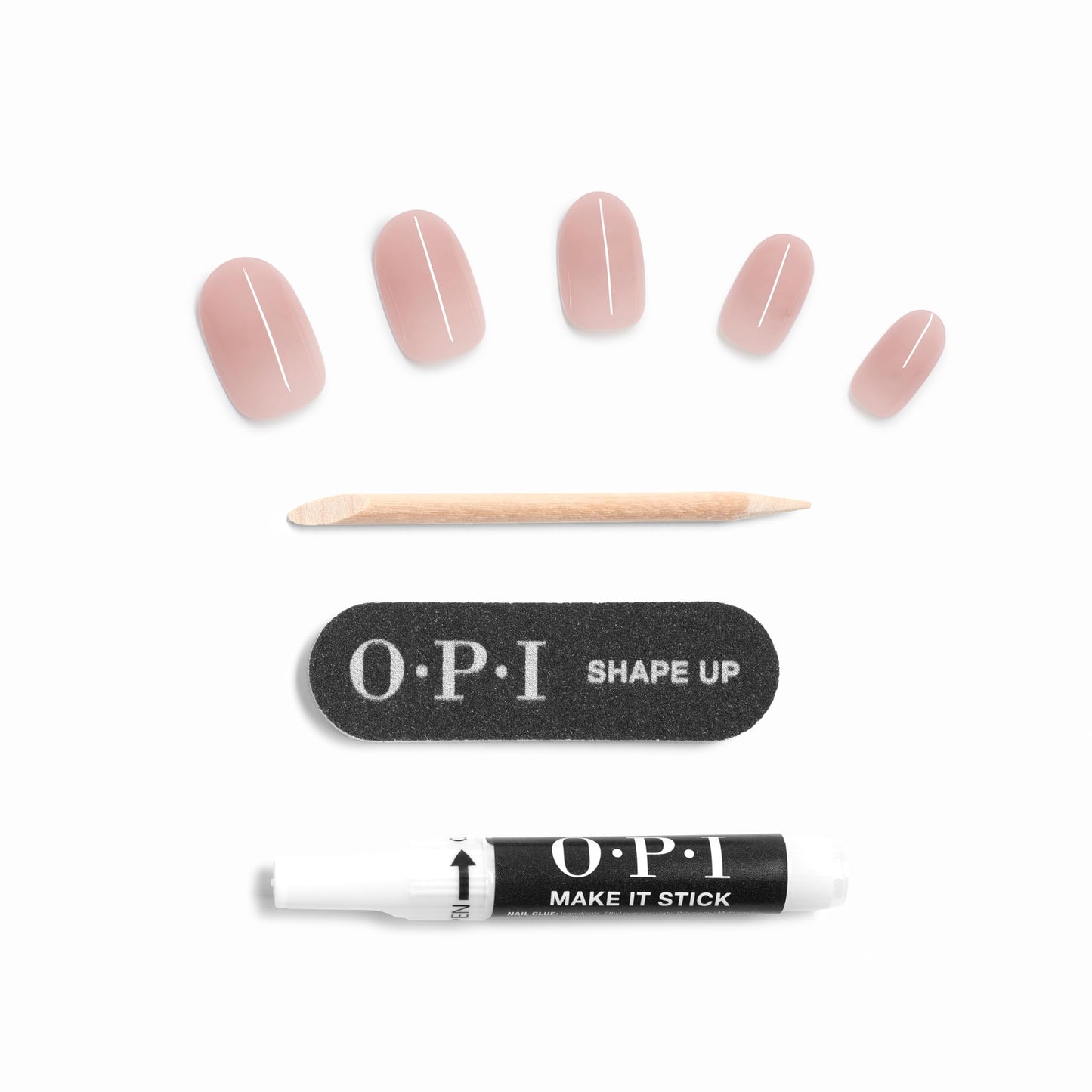 White Smoke OPI Nail Lacquer & On Point Press On Nails, Put it in Neutral Bundle | Sheer Soft Short Round Press-On Nails 24 Count with Nail Glue with Matching Nail Lacquer Polish Shade