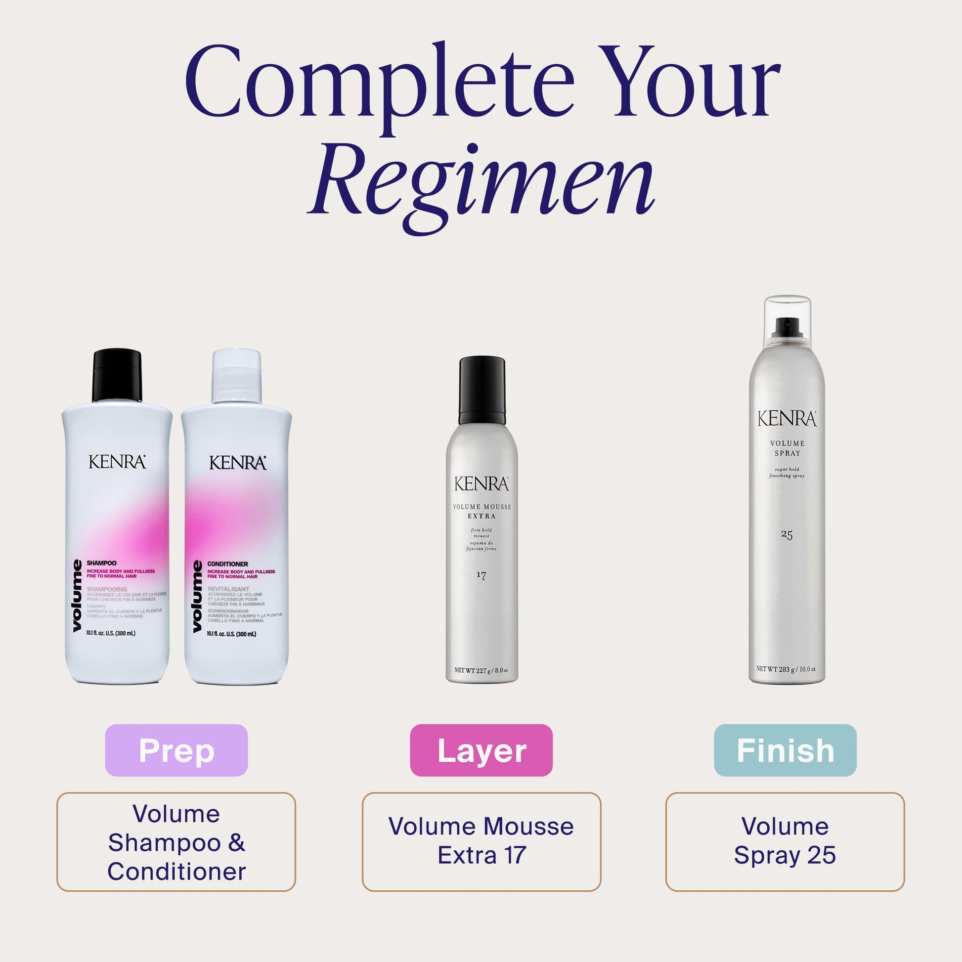 Lavender Kenra Volume Mousse Extra 17 | Firm Hold Mousse | Non-drying, Non-flaking Lightweight Formula | Tames Frizz & Conditions |Thermal Protection up to 450F| All Hair Types | 8 oz