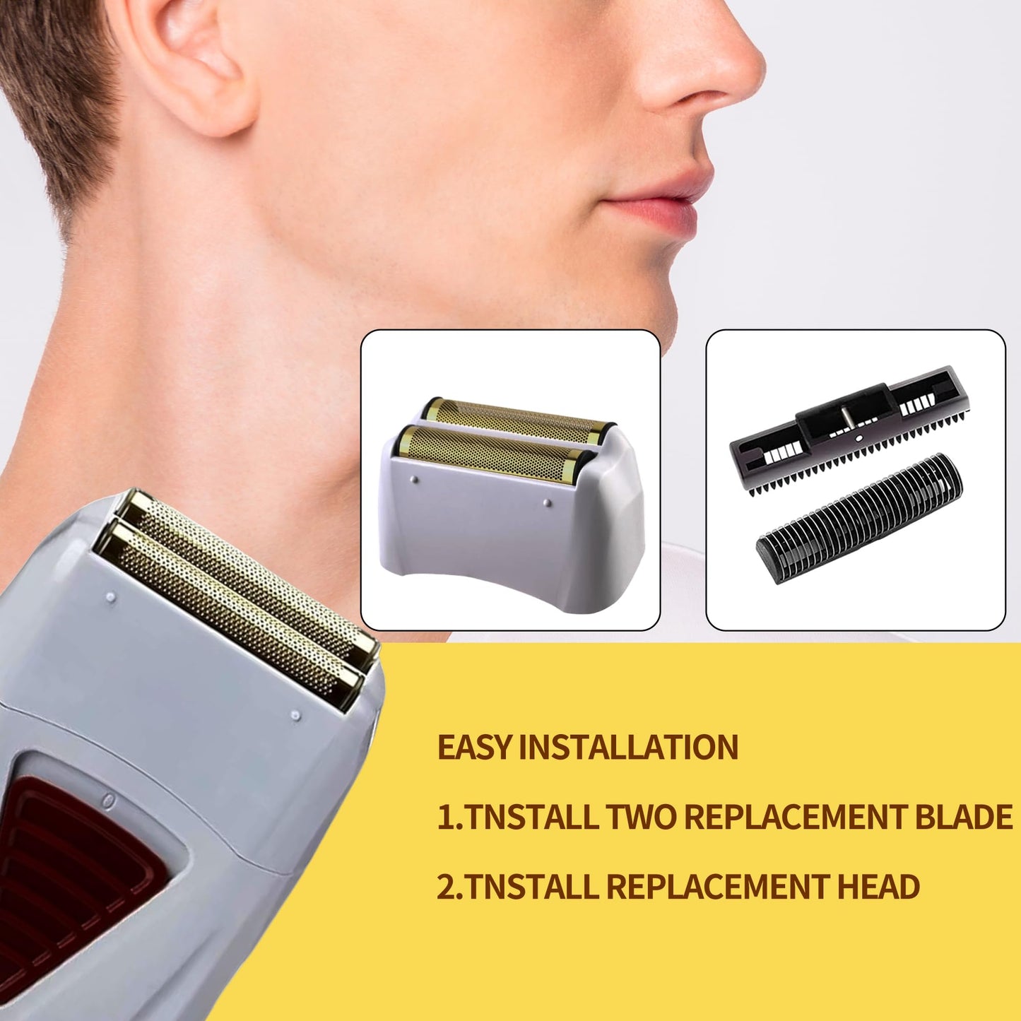 Light Goldenrod 1 Pack Foil Shaver Replacement Foil Fits for Andis Foil Shaver TS1 (17150, 17235, 17220) and TS2 (17200), Gold