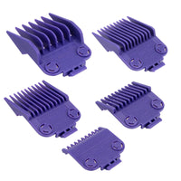 White Smoke 01410 Dual Magnetic Clipper Guards Replacement for Andis Master Hair Clippers MBA, MC-2, ML, PM-1, PM-4, and PM-5, PM Family Hair Clippers, 5 Packs Waterproof Clipper Comb Set, Purple