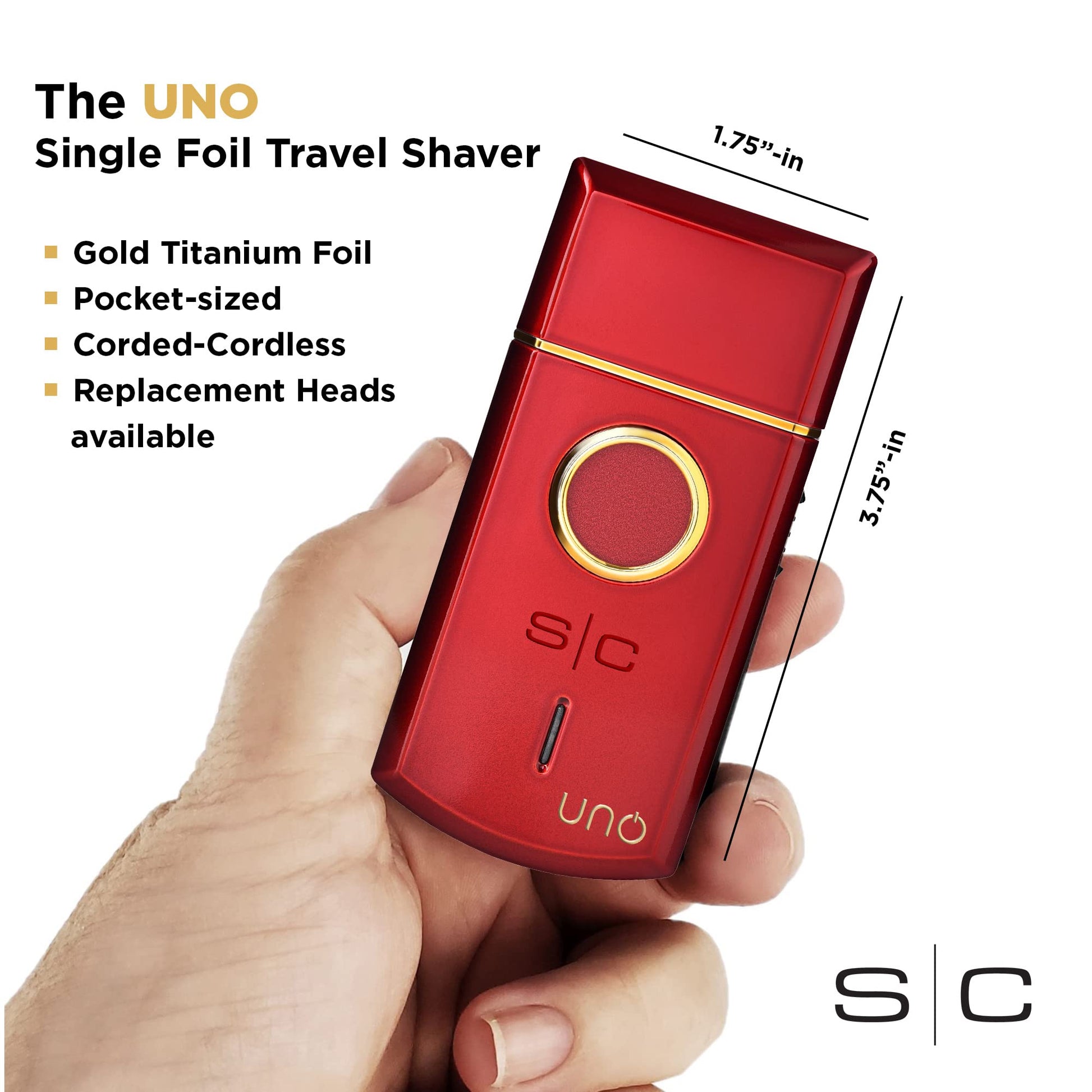 White Smoke StyleCraft Uno Cordless Single Foil Shaver, Mini Travel Size, Portable, Gold Titanium Premium Head, Turbocharged Motor