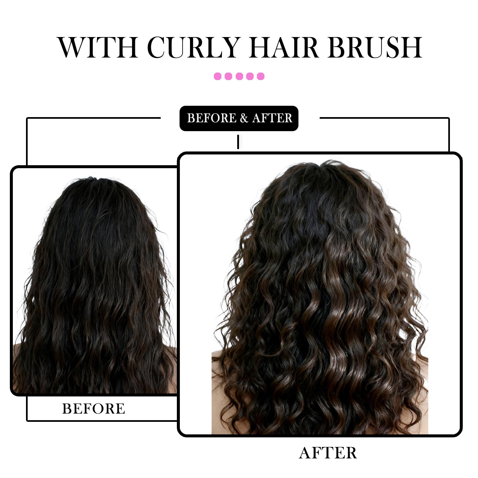 White Smoke Curl Defining Brush – Detangling Brush – Includes 3 Hair Styling Tools for Wet or Dry Use – Daily Curl Care to Create Stylish – Smooth Curls for Men – Women and Kids (Pink)