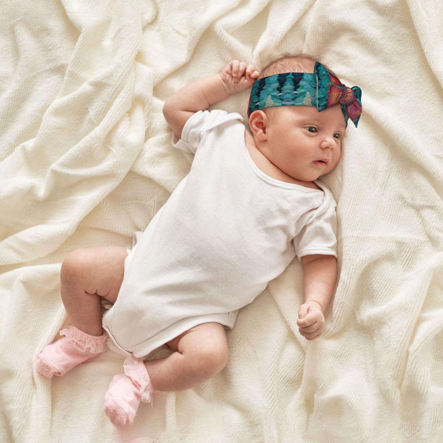 Light Gray JZMTY Enchanted Alcove Baby Bow Headband for Newborns Light and Comfort Keeps Warm and Protects the Fontanel