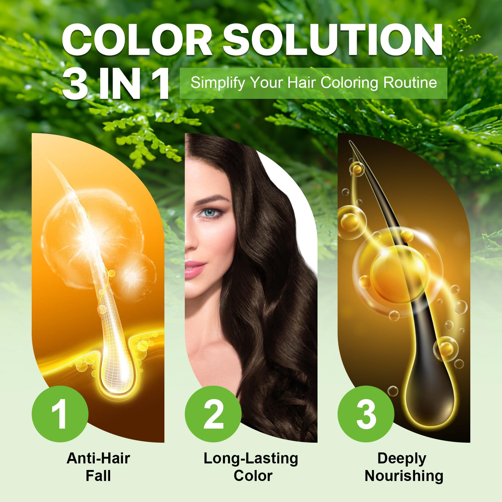 Beige Instant Hair Dye Shampoo Dark Coffee, 500ml Color for Gray Coverage, Nature Herbal 3 in 1 for Men and Women, Long Lasting 16.9 Fl Oz