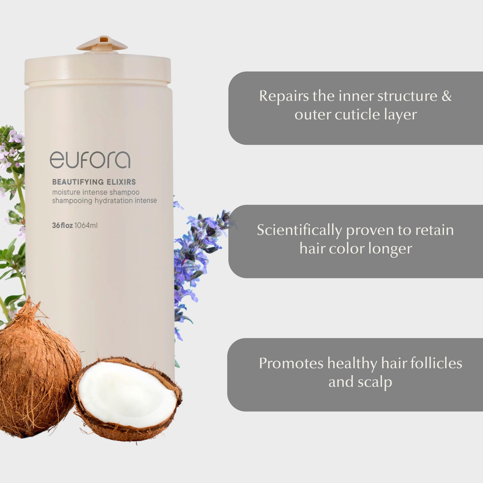 Lavender Eufora Beautifying Elixirs Moisture Intense Shampoo 36 Oz