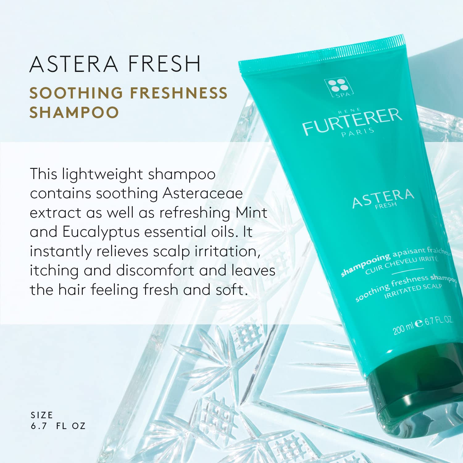 Alice Blue Rene Furterer ASTERA FRESH Soothing Freshness Shampoo - Relieve Sensitive Scalps - Mint & Eucalyptus - Paraben & Silicone-Free