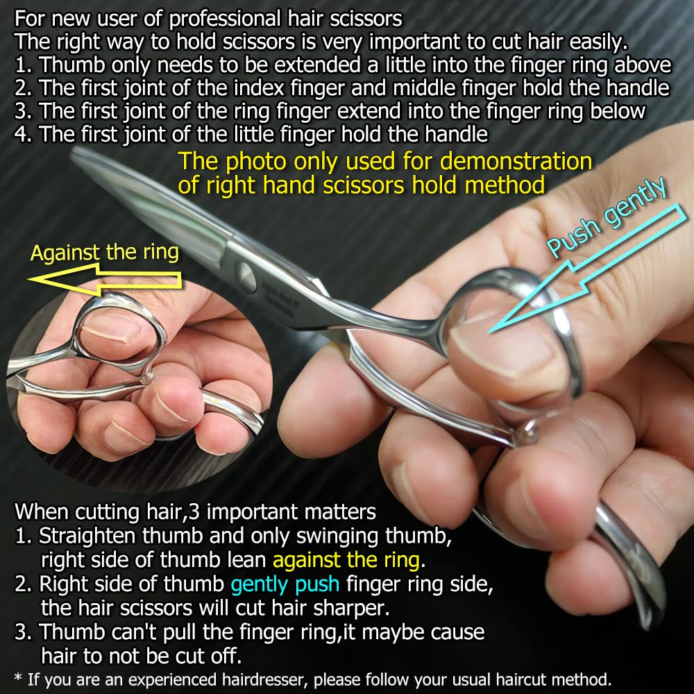 Black 5.5" Barber Hair scissors Professional Hair Cutting Shears 440C Hair Cutting Scissors Shears Haircut Scissors Silvery Convex Blades KINSARO for Hairdresser Barber or Home Use
