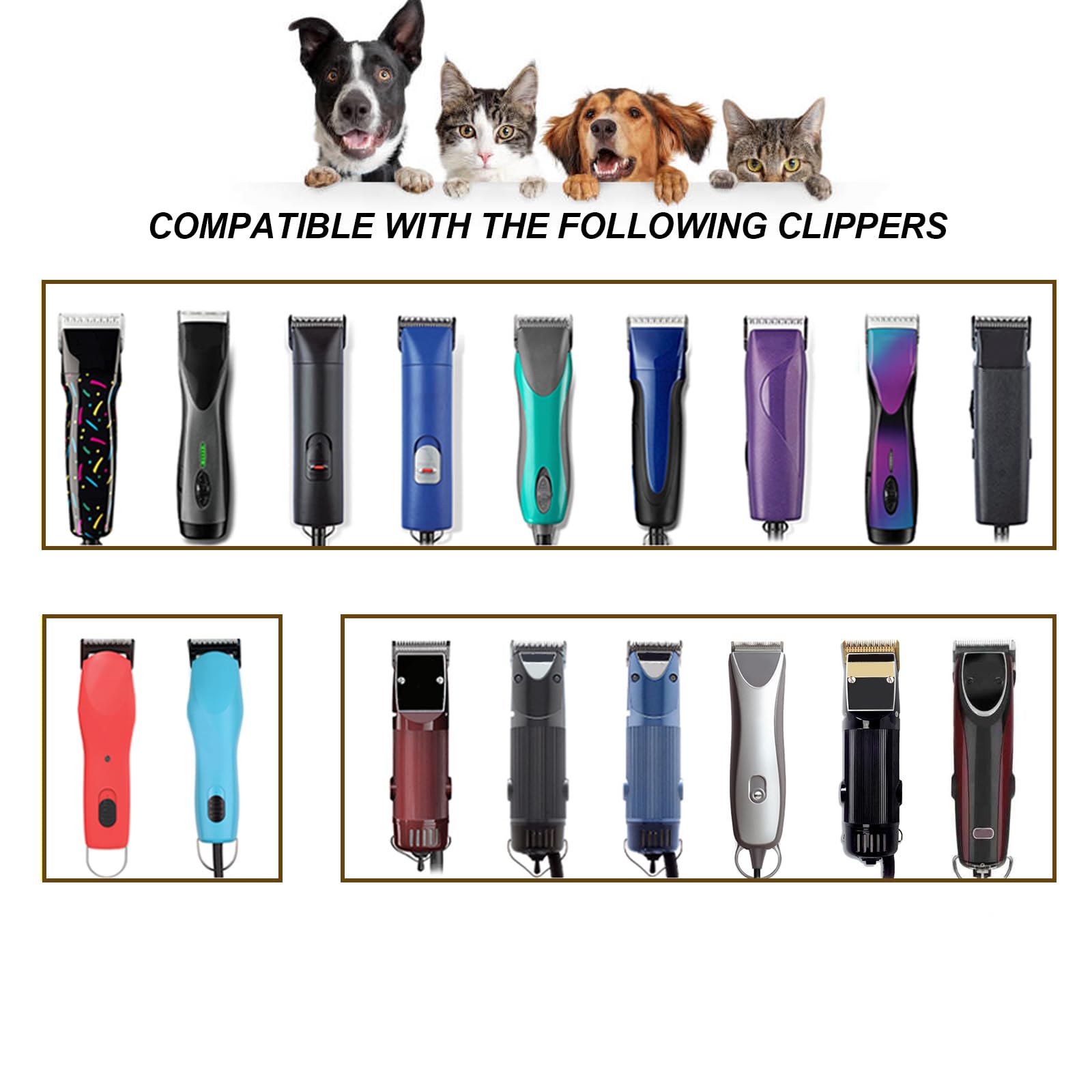White Smoke Filymosie 3 Pack 10W Wide Blades for Dog Grooming,Compatible with Andis,Oster A5,Wahl km10 Clippers,Cutting Length 1/16"