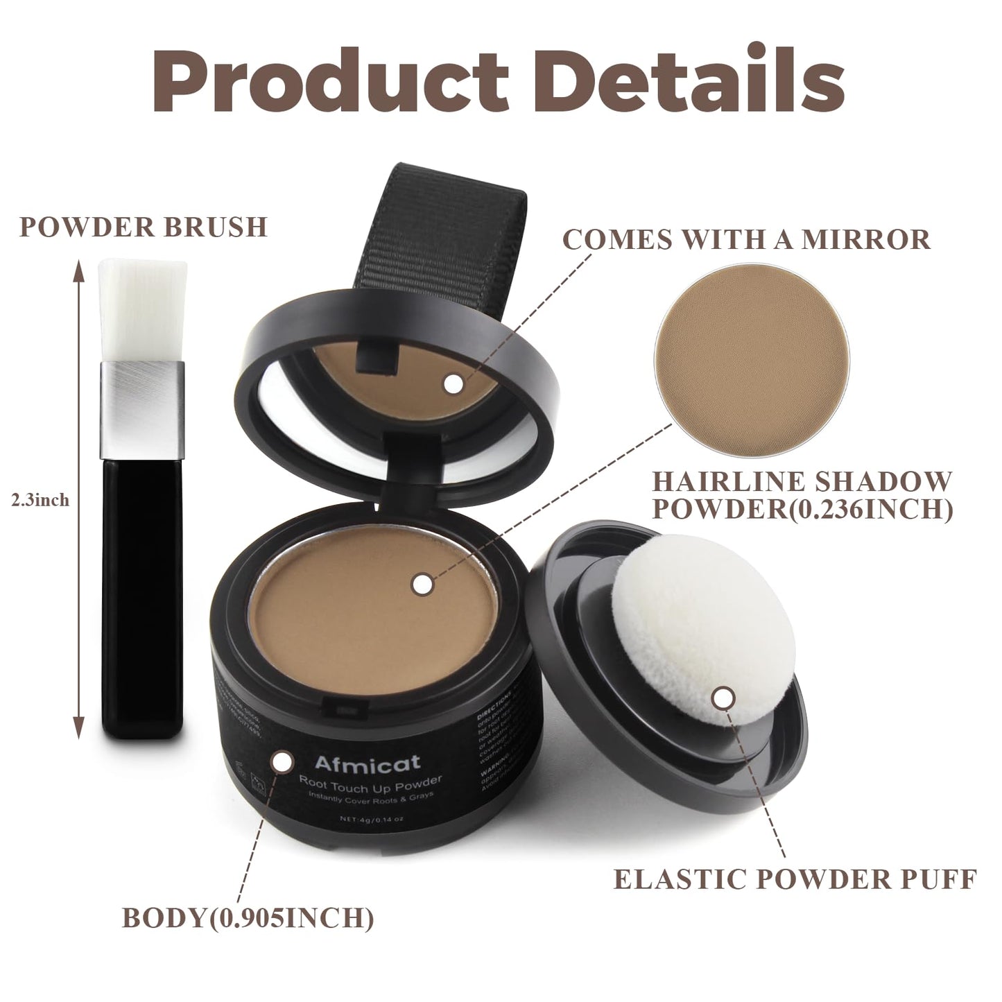 White Smoke Instant Hairline Powder, Root Touch Up Hair Color for Gray Coverage and Thinning Hair, Root Cover Up Conceals Hair Loss & Bald Spots, Natural and Non-Greasy Hair Color for Women & Men, Light-Brown