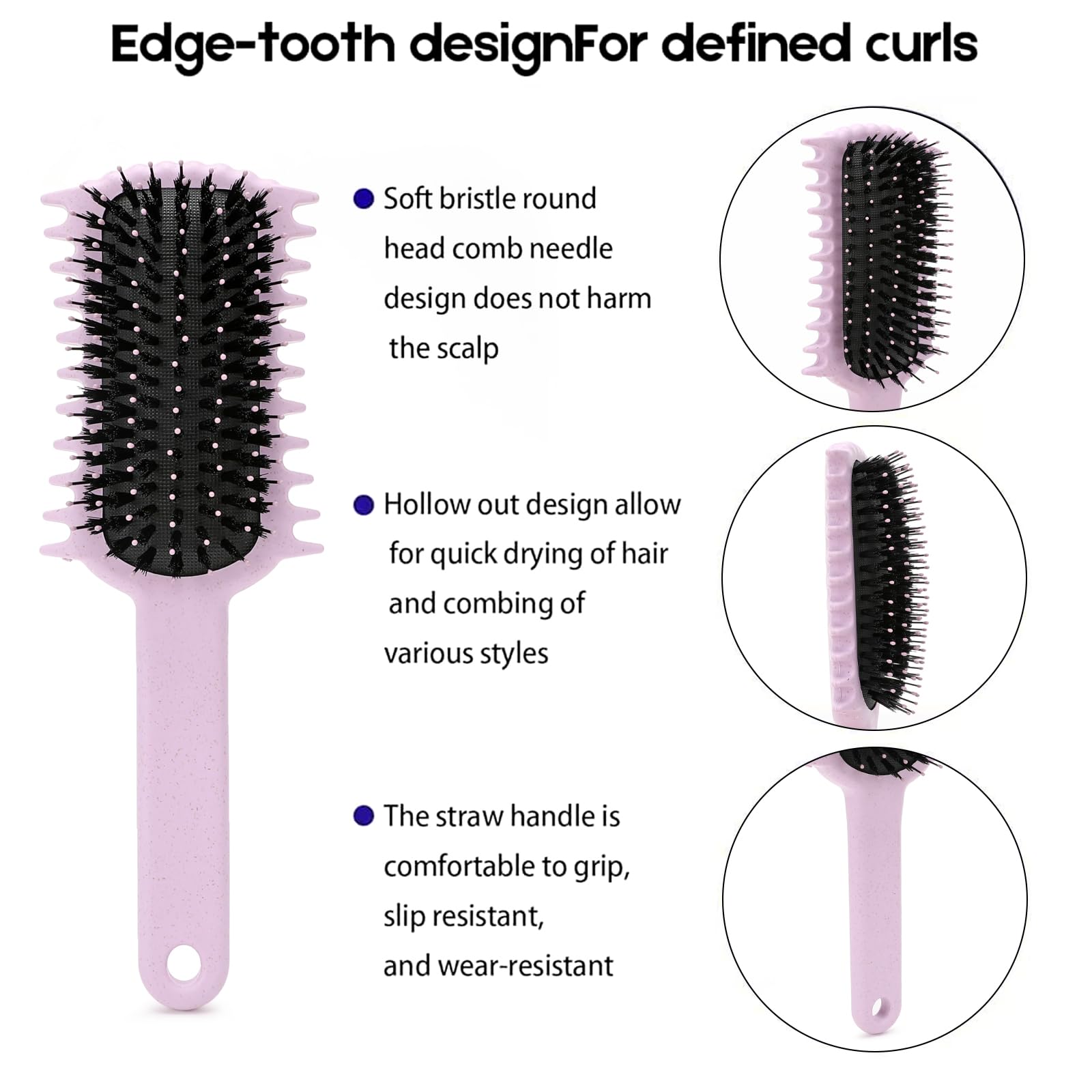 White Smoke Curly Hair Brush, Volume Curl Defining Brush for Detangling Shaping and Styling Women's Curls, Reduce Pulling (Green)