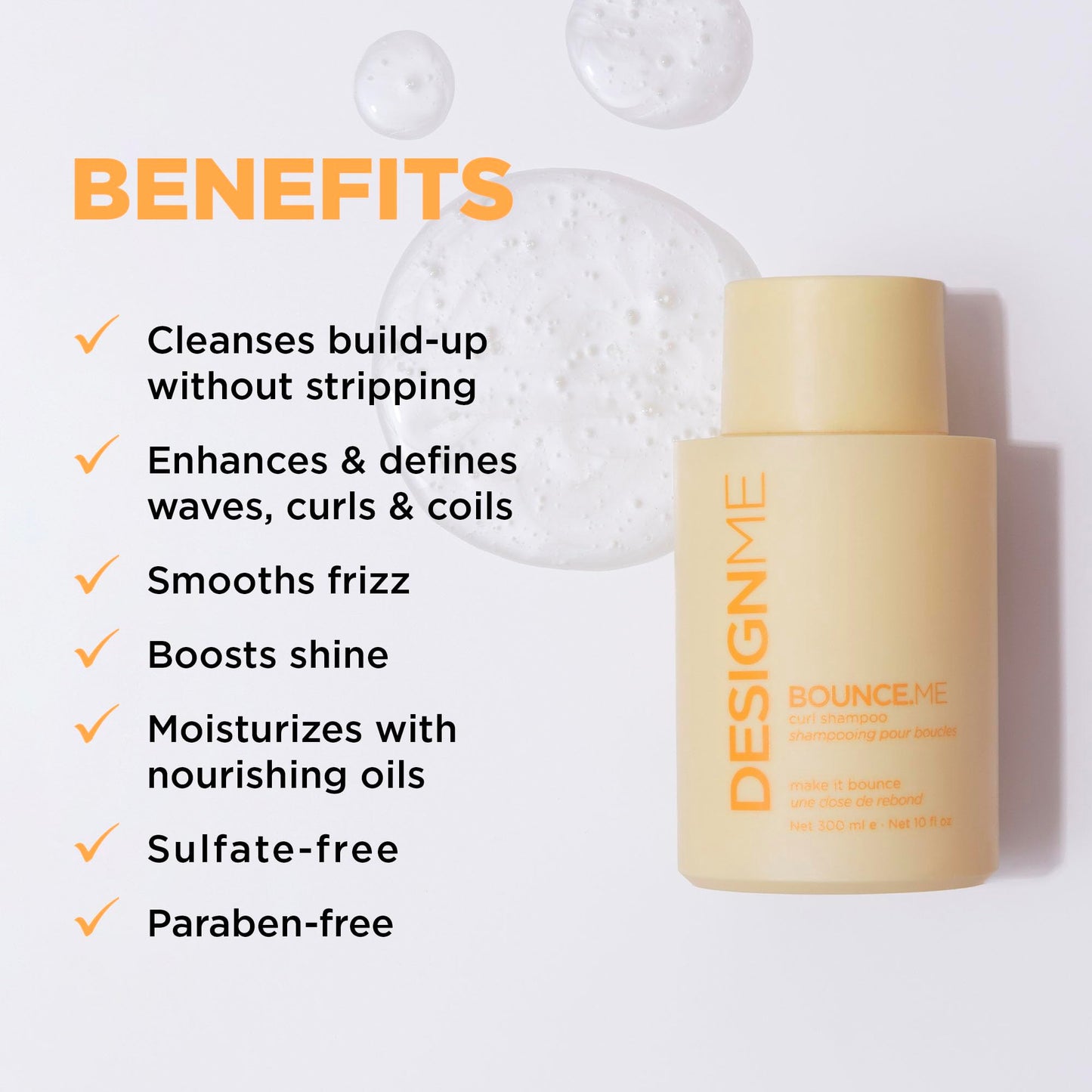 Lavender Design.Me BOUNCE.ME Shampoo | Curl-Defining, Anti-Frizz Formula for All Curl Types| Nourishing with Kukui Nut Seed and Buriti Oil | Boost Shine, Moisturizes Hair