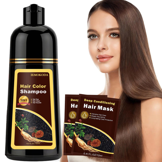 White Smoke Instant Light Brown Hair Dye Shampoo for Vibrant Hair Color, Natural Herbal Hair Color Shampoo Hair Dye, 3 in 1 Coloring & Care Formula Lasts 3-4 Weeks, Easy & Quick to Use for Women Men, 500ML