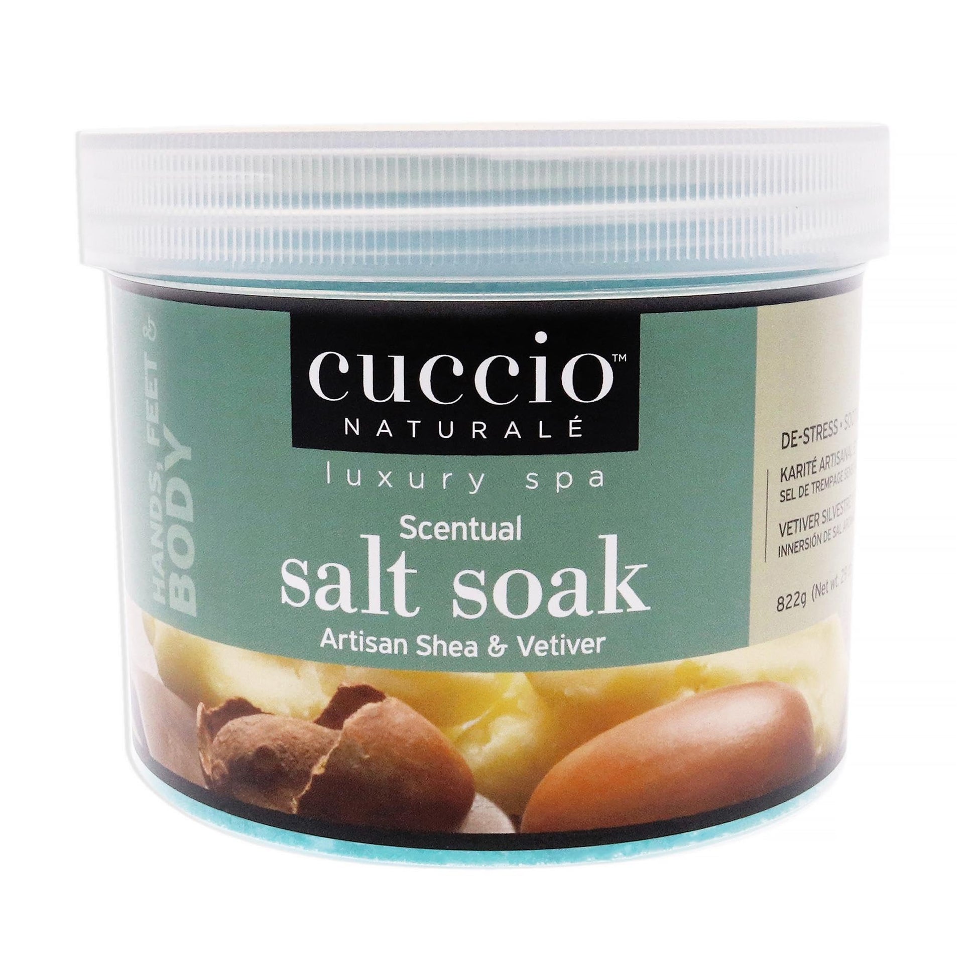 Slate Gray Cuccio Naturale Scentual Salt Soak - Invigorating Salts With An Irresistible Scent - Rejuvenate And Soothe Tired Feet - Softens And Leaves The Skin Fresh And Clean - Artisan Shea And Vetiver - 29 Oz