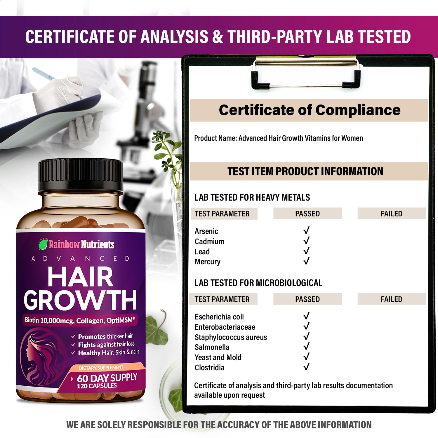 White Smoke Hair Growth Vitamins for Women | Biotin 10,000mcg, Collagen, Patented OptiMSM®, goMCT®, Saw Palmetto | Naturally Regrow Stronger & Healthier Hair, Skin and Nails | Stops Hair Loss | 60 Day Supply
