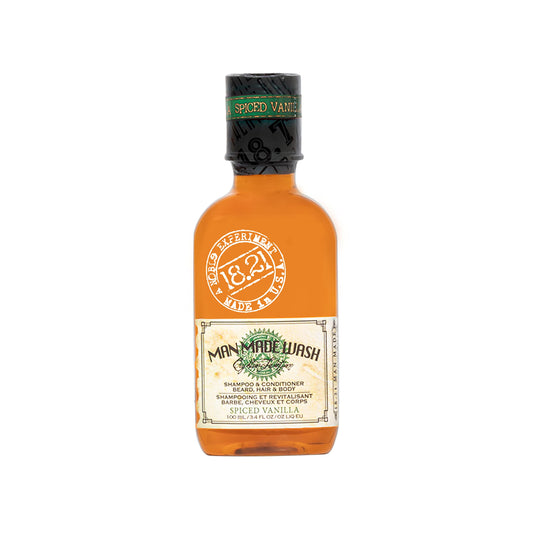White Smoke 18.21 Man Made Original Spiced Vanilla 3-in-1 Body Wash, Shampoo, & Conditioner for Men, All Hair & Skin Types, Strengthens and Moisturizes in a Manly Aroma, 3.4oz