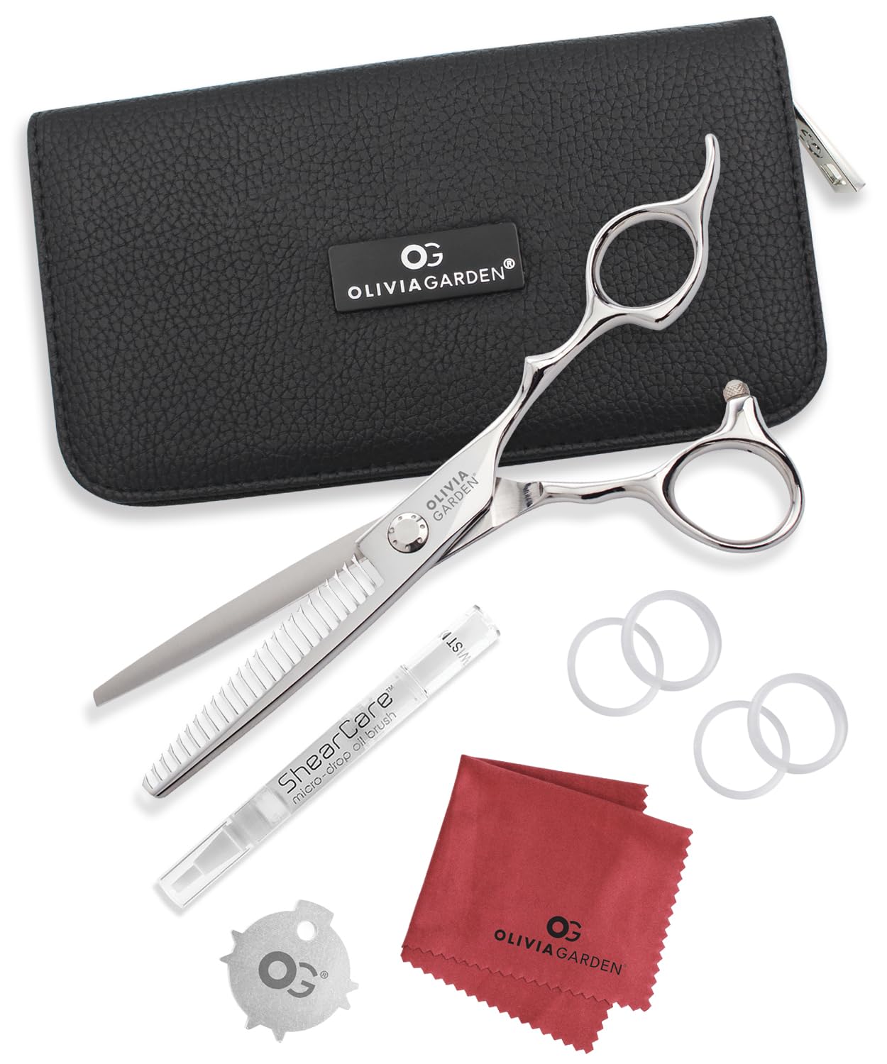 White Smoke Olivia Garden PerfectBlend intro case 6" thinner contains: PB-T25, oil pen, cleaning cloth & zipper case