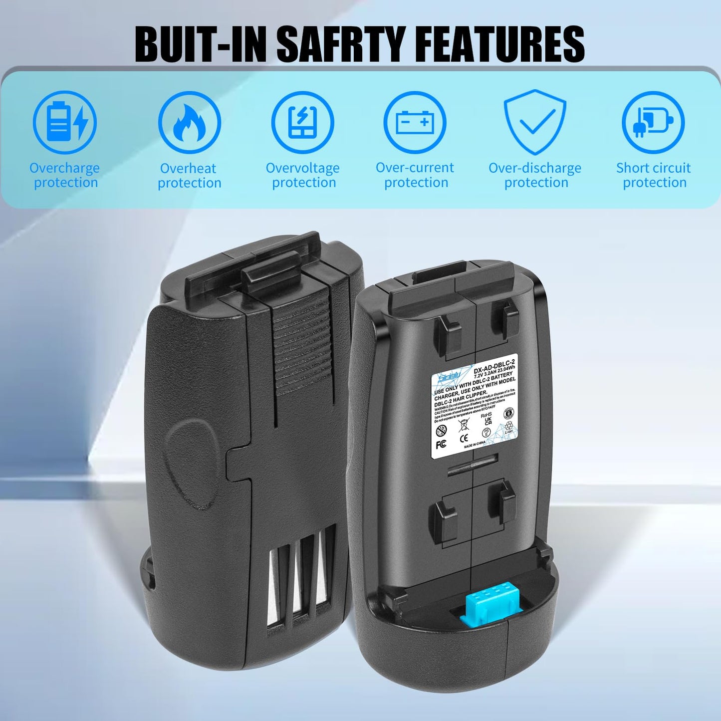 Dark Slate Gray DBLC-2 Battery Replacement for Andis Supra ZR II & Pulse ZR II 5-Speed Cordless Clippers -Compatible with 79025 79170 79005 561458 Models-Upgraded long-lasting li-ion(3.5H Use) Fits Original Charger