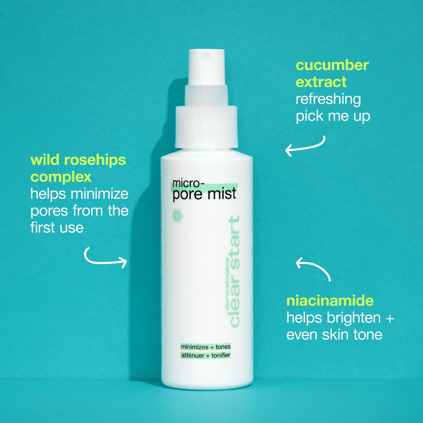 Light Sea Green Dermalogica Clear Start Micro-Pore Mist, Facial Toner Mist with Niacinamide + Witch Hazel, Minimizes Pores, Brightens & Evens Skin Tone