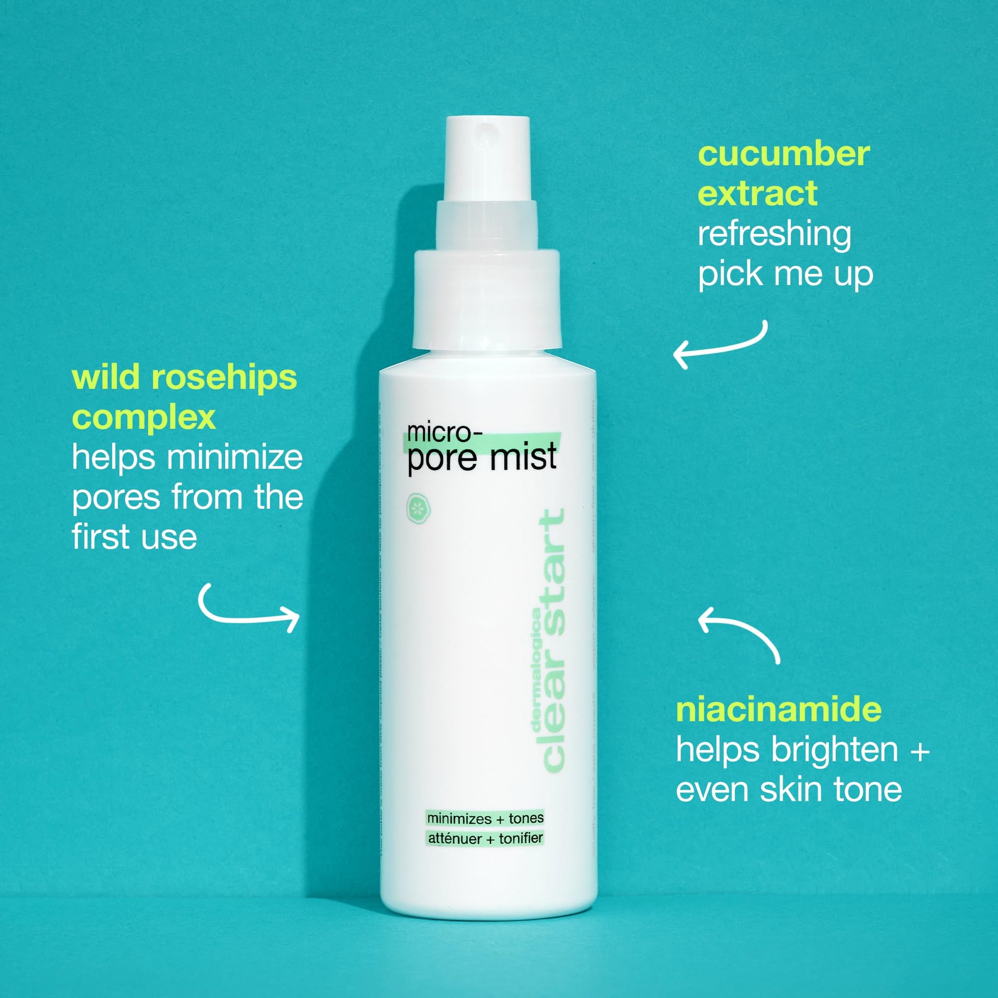 Light Sea Green Dermalogica Clear Start Micro-Pore Mist, Facial Toner Mist with Niacinamide + Witch Hazel, Minimizes Pores, Brightens & Evens Skin Tone