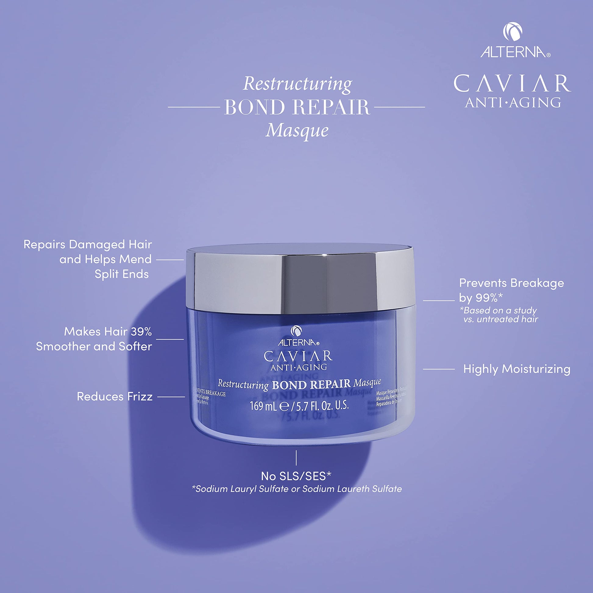 Dark Gray Alterna Haircare Caviar Anti-Aging Restructuring Bond Repair Masque, 2 Count