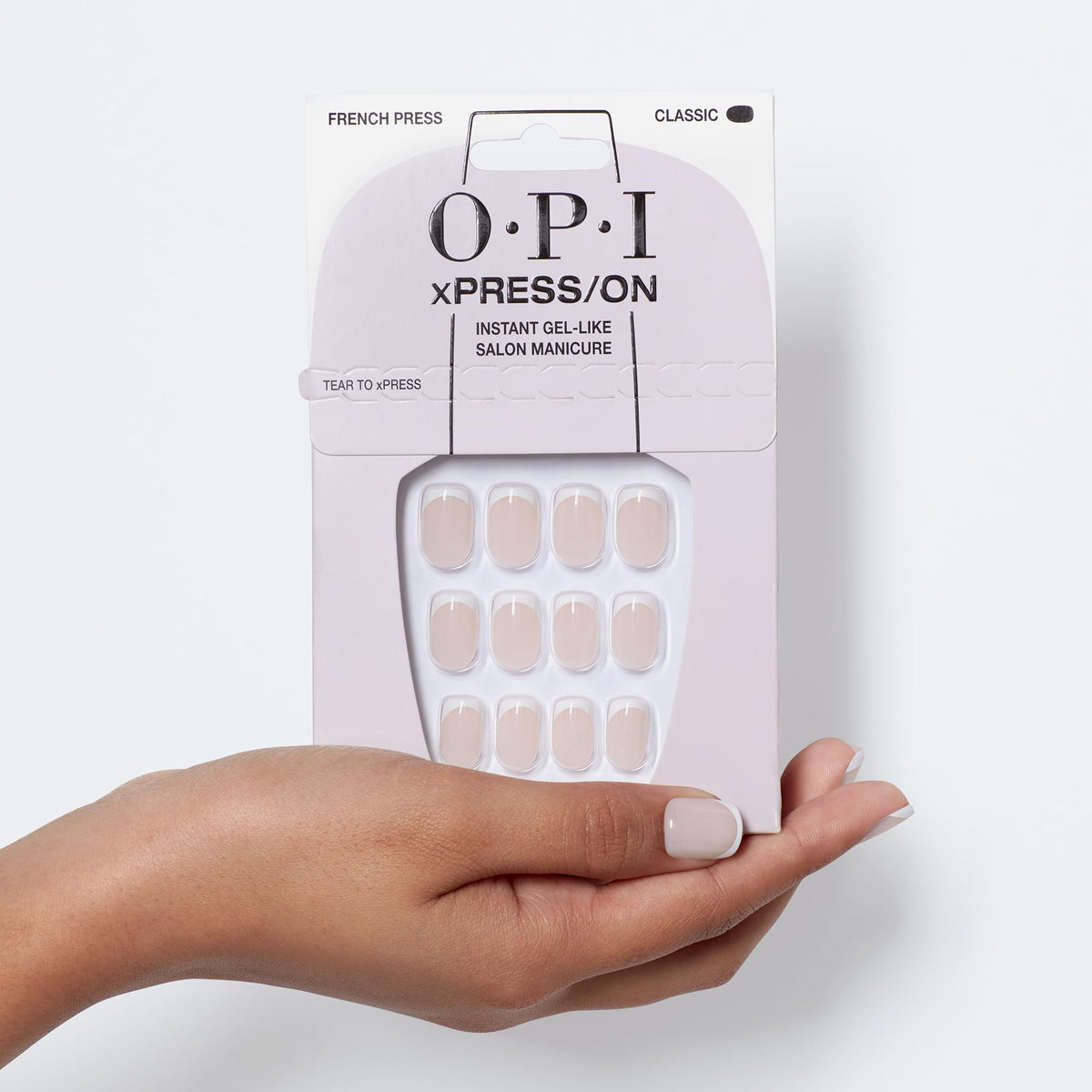 Lavender Bundle of OPI xPress/ON Press On Nails, With Nail Glue, French Tip Nail Art, Short, French Press + OPI ProSpa Nail and Cuticle Oil, 0.5 fl oz