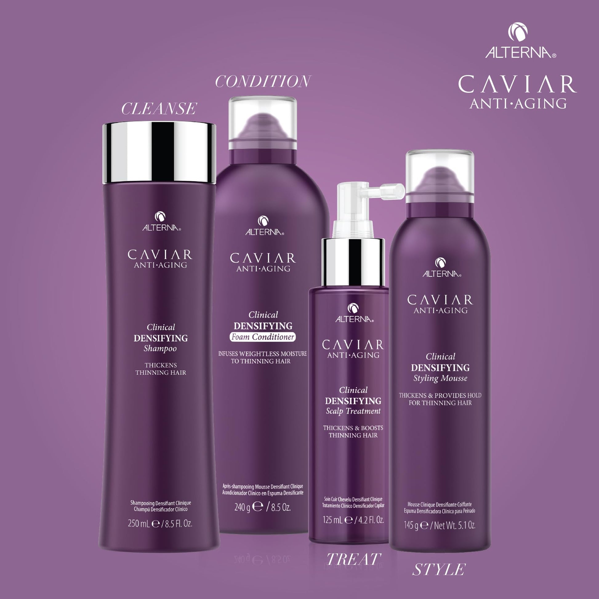 Dim Gray Alterna Haircare CAVIAR Anti-Aging Clinical Densifying Shampoo 8.5 Fl Oz | For Fine, Thinning Hair | Thickens Hair, Protects Scalp | Sulfate Free