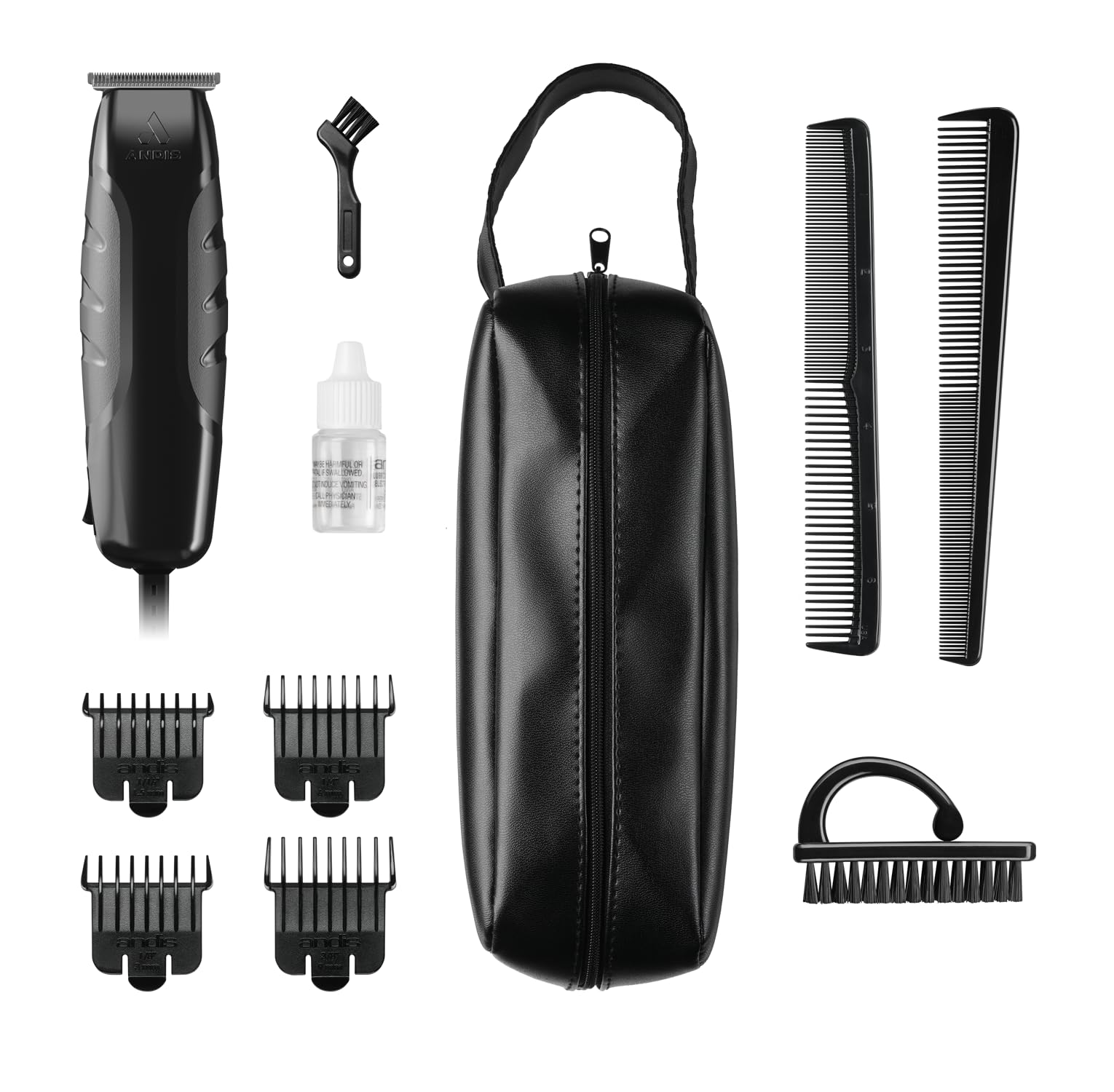 White Smoke Andis 30285 Headliner II Hair Cutting Trimmer Kit – 11 Piece Set, Carbon Steel T-Blade, Corded Electric, Professional Grooming Performance