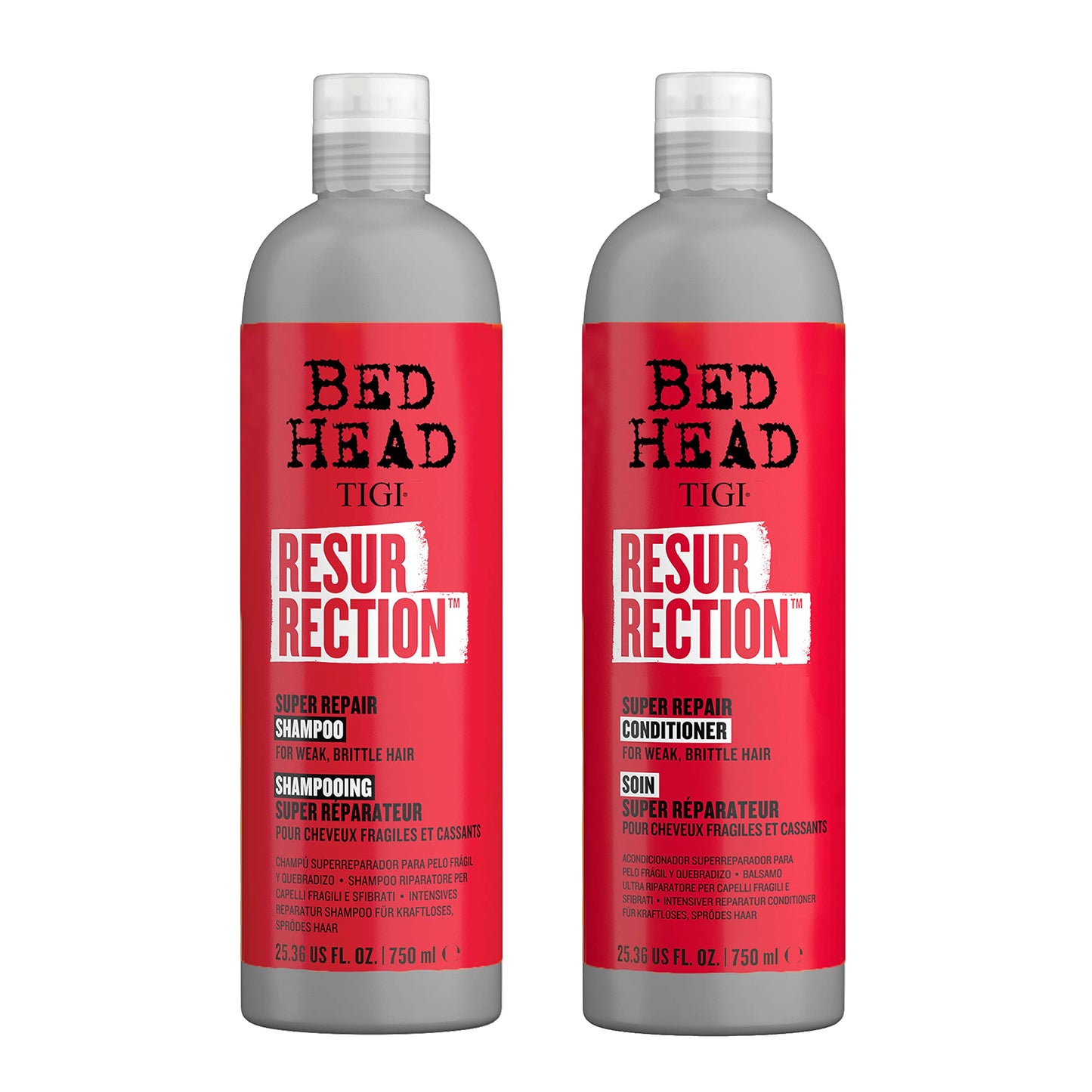 White Smoke TIGI Bed Head Resurrection Hair Repair Shampoo and Conditioner Set for Dry and Damaged Hair, Maximum Strength with Resurrection Plant, 25.36 fl oz