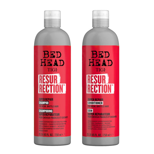 White Smoke TIGI Bed Head Resurrection Hair Repair Shampoo and Conditioner Set for Dry and Damaged Hair, Maximum Strength with Resurrection Plant, 25.36 fl oz
