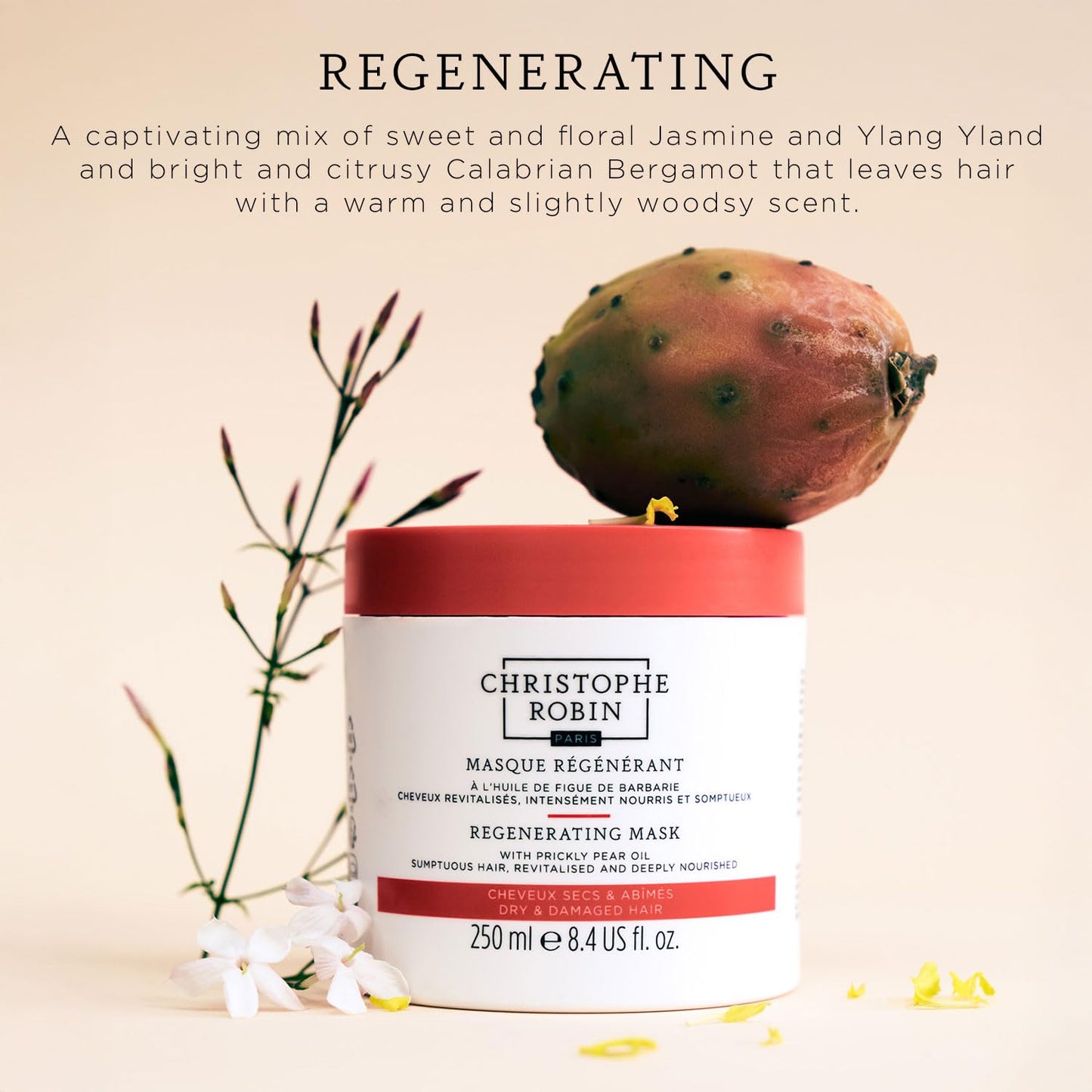 Antique White Christophe Robin Regenerating Mask with Prickly Pear Seed Oil for Dry, Damaged and Chemically Treated Hair 8.4 fl. oz