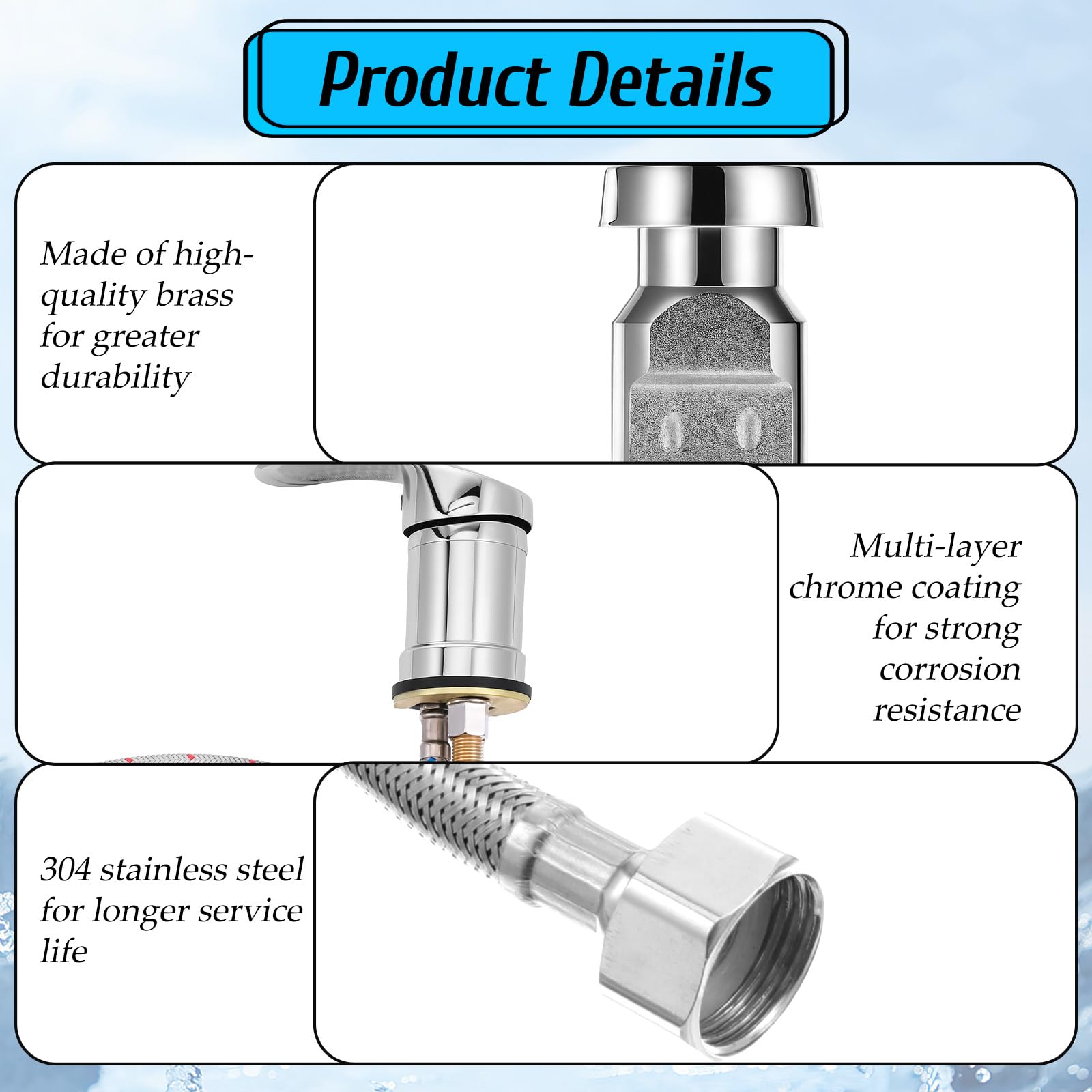 White Smoke Salon Shampoo Bowl Faucet, Hair Salon Sink Faucets Sprayer Hose Set Professional Vacuum Breaker Outside Faucet Kit with Sprayer Replacement Part for Bathroom Sink Shampoo Bed