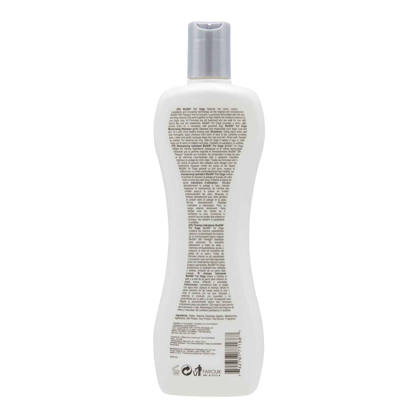 White Smoke BioSilk for Dogs Silk Therapy Moisture Shampoo with Silk Proteins and Vitamins, Restores Shine and Softness, Sulfate Free, Paraben Free, pH Balanced, Made in USA, 12 Fl Oz