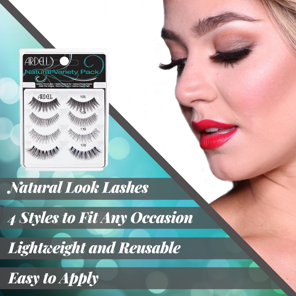 White Smoke Ardell False Eyelashes Variety Pack - Soft Natural Fake, Reusable Strip Lashes for Everyday Wear, 4 Pairs