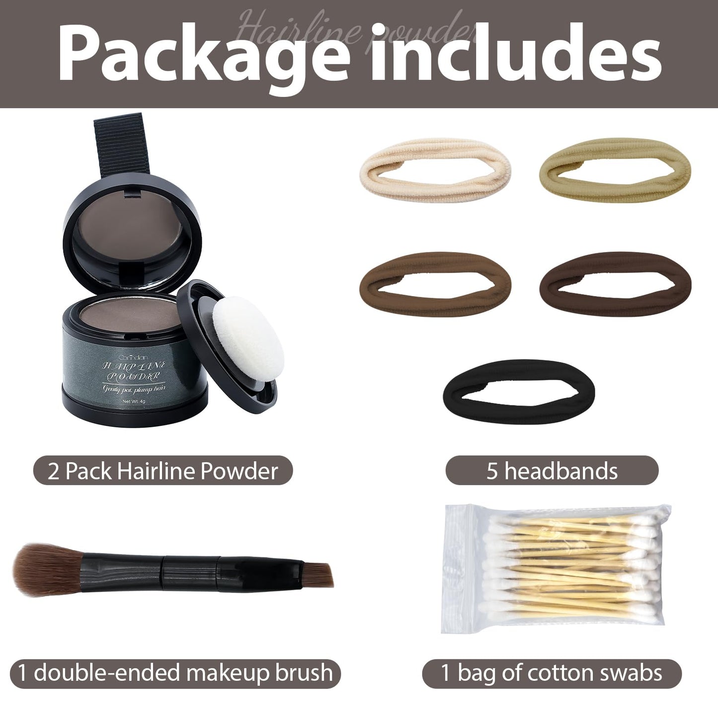 White Smoke 2 Pack Hairline Powder for Women and Men, Used to Root Touch Up Hair Color, Thinning and Gray Hair Coverage and Bald Spots Coverage, Dark Brown