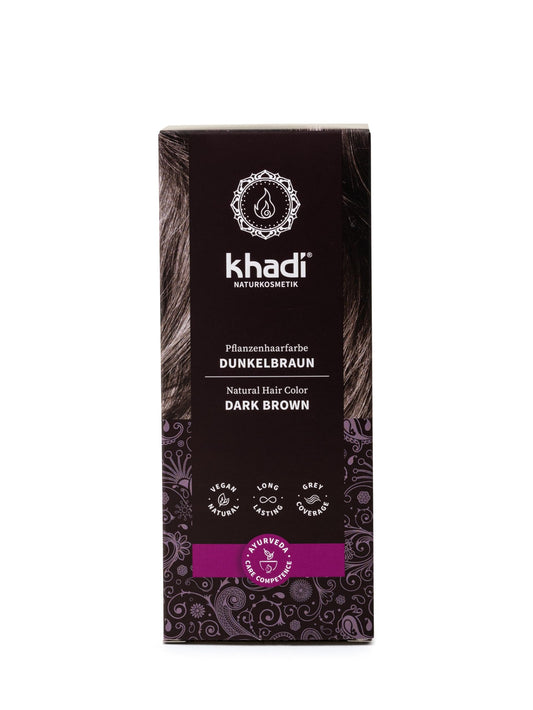 Black khadi DARK BROWN Natural Hair Color - Hair Color for deep, shiny dark brown to strong black brown - 100% herbal & natural - 3.5 oz