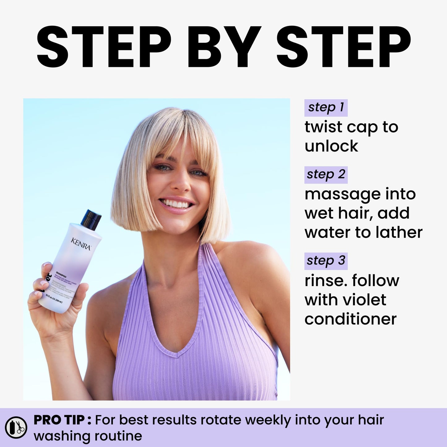 White Smoke Kenra Violet Shampoo | Eliminates Brassy Tones | Purple Pigment + Deposit | Neutralizes Yellow | Moisturizes Processed Hair | Enhances Vibrancy of Blonde or Gray Hair | Color Safe | 10.1 fl. oz.