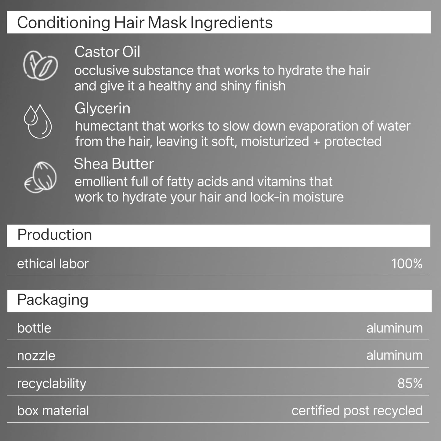 Dark Gray ACT+ ACRE Restorative Conditioning Hair Mask - Cold Processed Hair Treatment for Hydrating Dry and Damaged Hair - Moisturizing Silicone Free Hair Masks (4 Fluid Ounces)