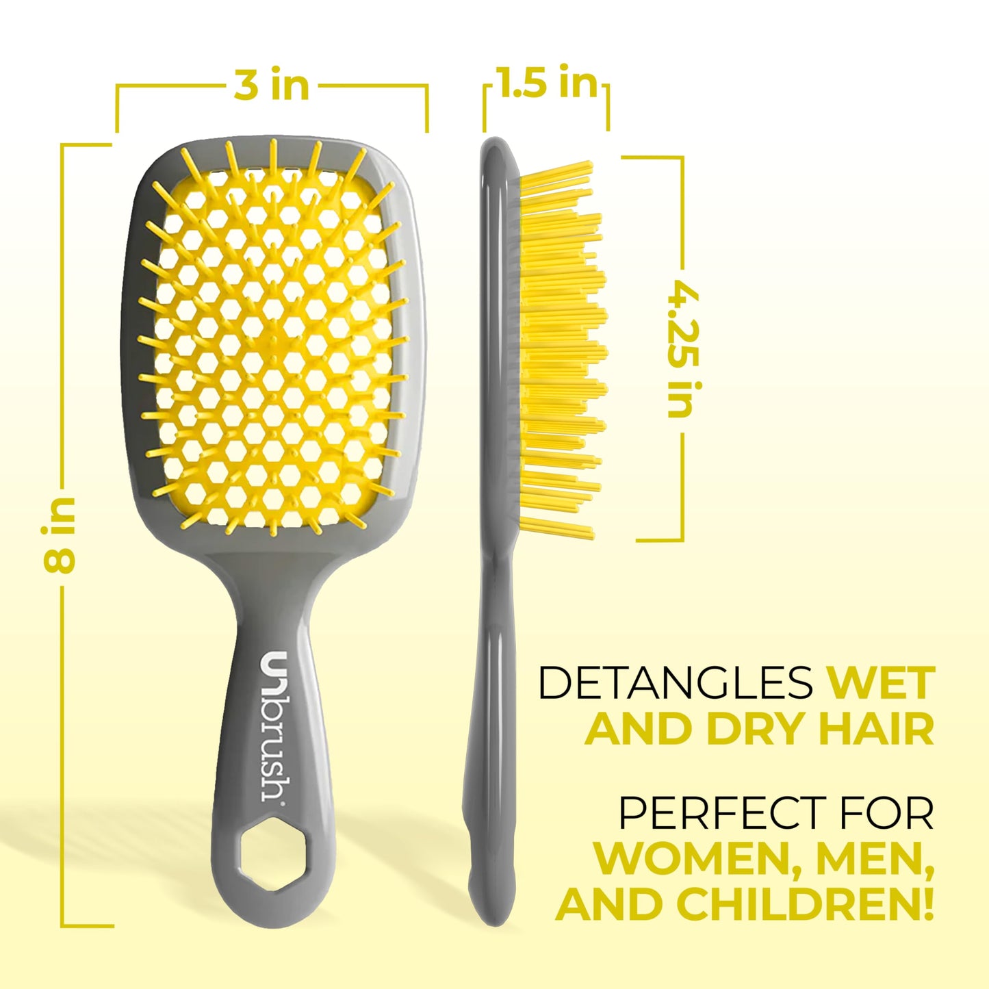 White Smoke FHI Heat UNbrush Detangling Brush for Pain-Free Brushing on All Wet or Dry Hair Types — Durable DuoFlex Anti-Static Bristles, Lightweight Handle, Vented Hair Brush, Sun Ceremony