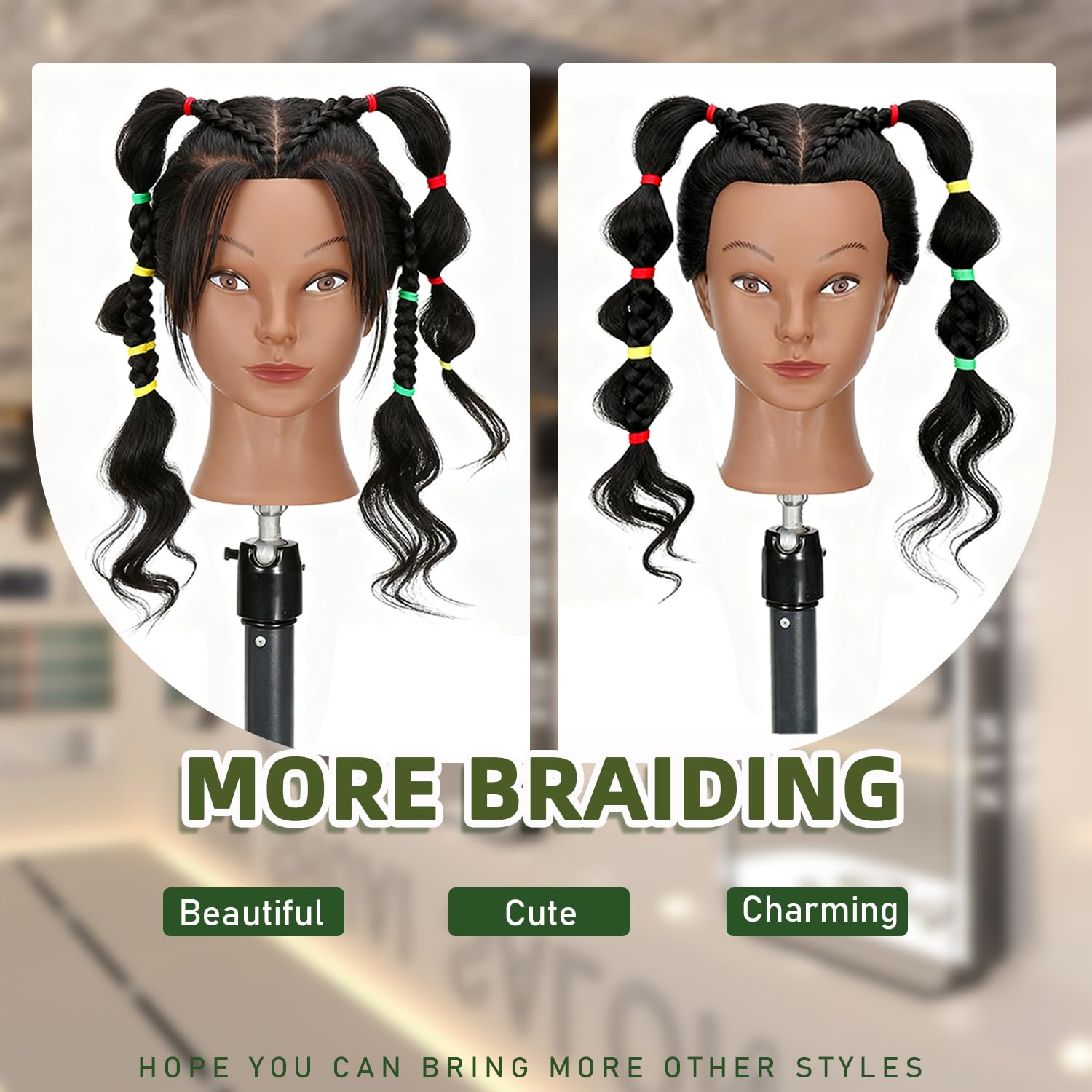White Smoke Ineffable 16"Mannequin Head with Hair Mannequin Head for Braiding Hairstylists Manikin Head Cosmetology Doll Head for Hair Styling (16inch)