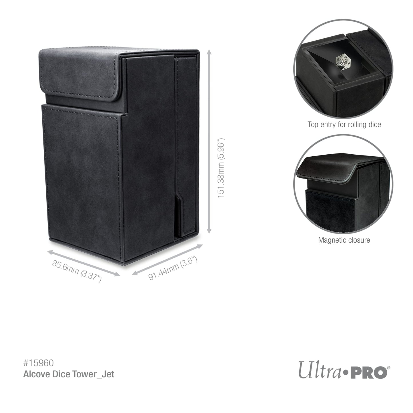 White Smoke Ultra PRO - Alcove Dice Tower - Great Dice Carrying Case for Classic Board Games, RPG Games, and Tabletop Games - Stores 40+ Standard Sized RPG Game Dice