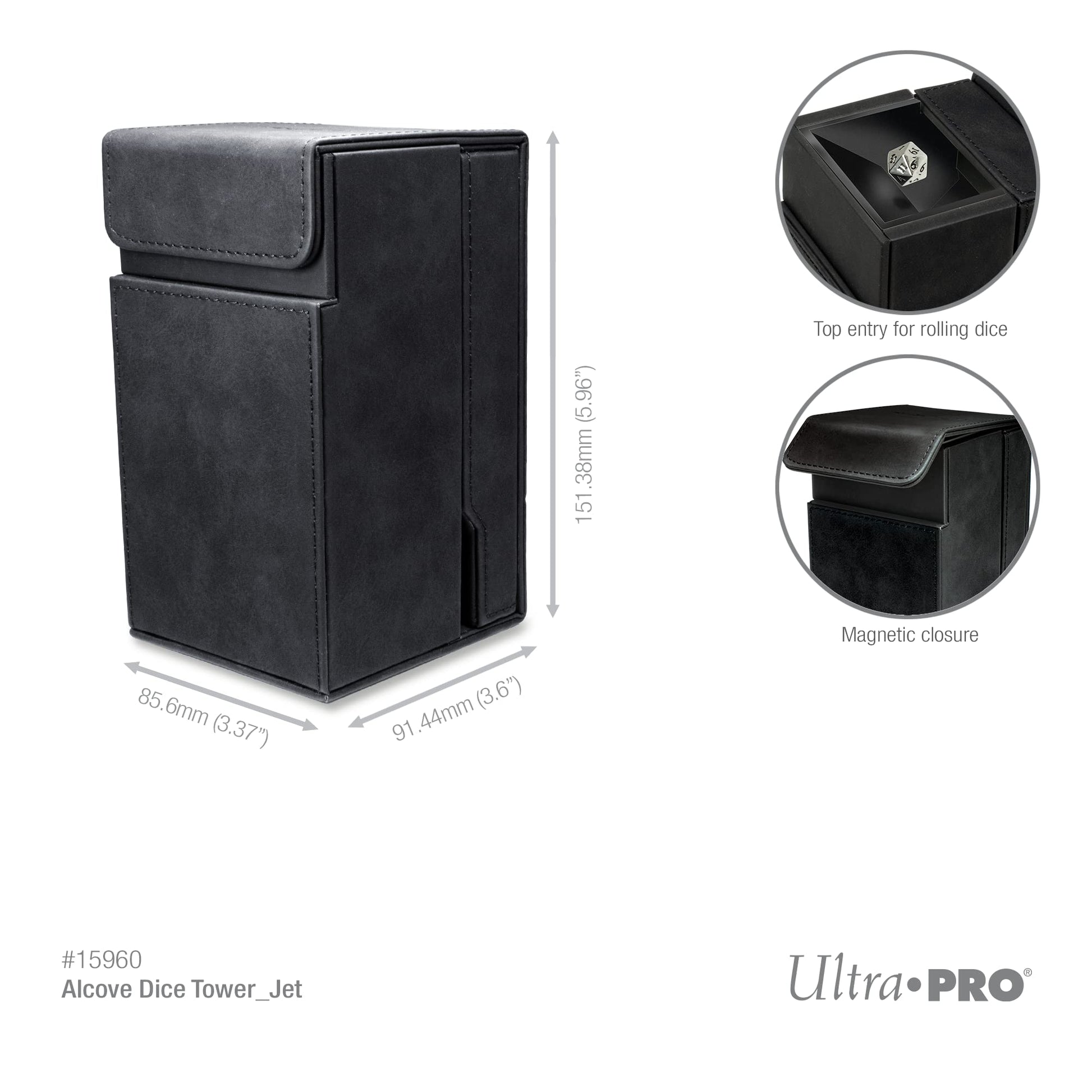 White Smoke Ultra PRO - Alcove Dice Tower - Great Dice Carrying Case for Classic Board Games, RPG Games, and Tabletop Games - Stores 40+ Standard Sized RPG Game Dice