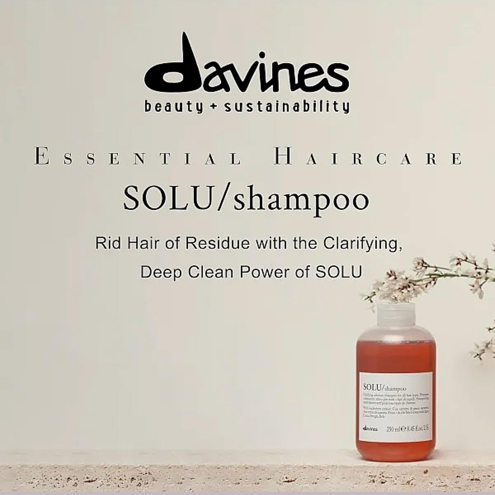 Light Gray Davines SOLU Shampoo, Deep Cleansing from Accumulation or Residues of Styling Products for Normal to Heavily-Styled Hair - Gives a Refreshed Scalp with Soft & Shiny Strands with Buckwheat, 8.45 Fl Oz