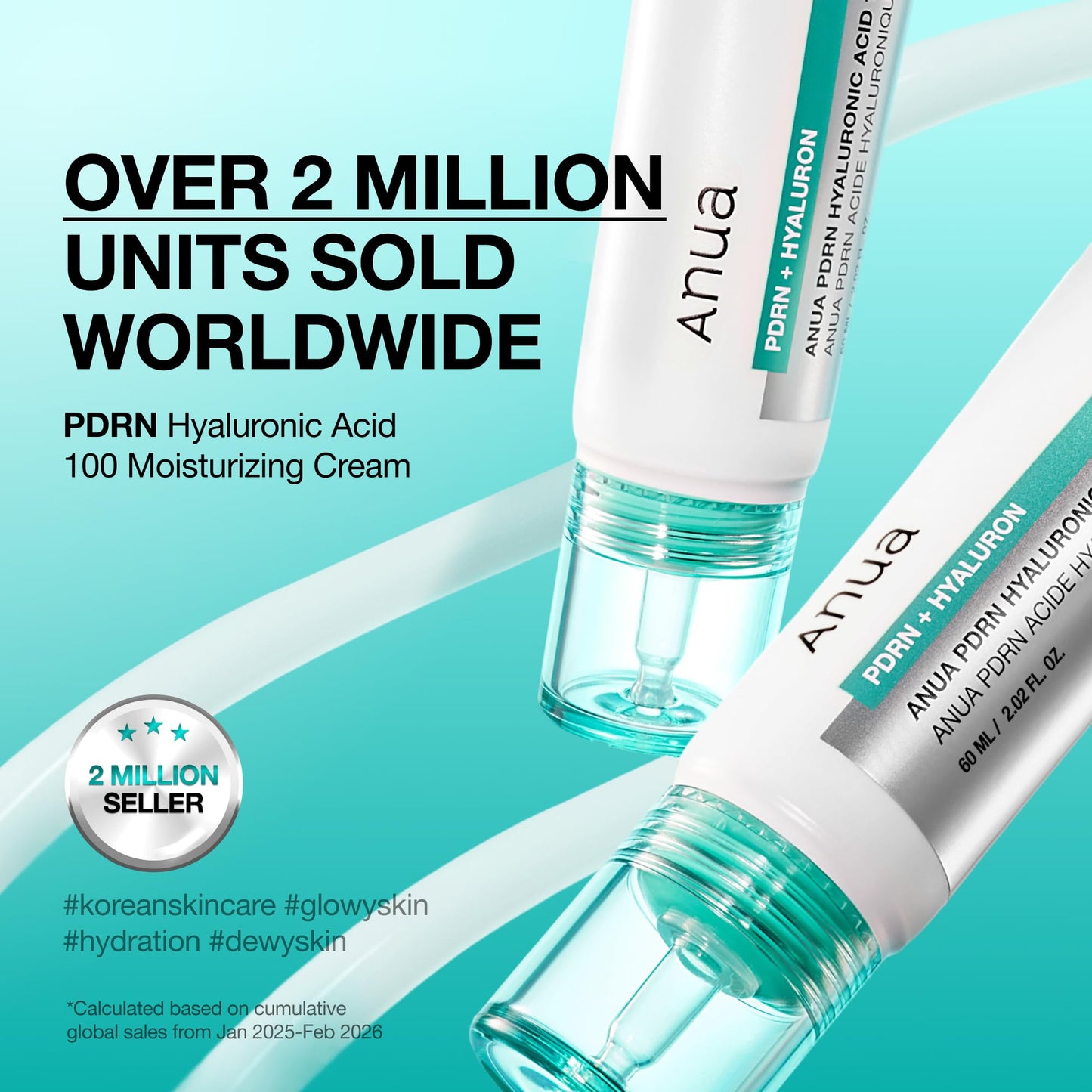 Light Cyan Anua PDRN Hyaluronic Acid 100 Moisturizing Cream, Lightweight, Non-Greasy Hydrating Face Moisturizer with Salmon DNA for Glass Skin, Korean Skincare (2.02 fl oz)