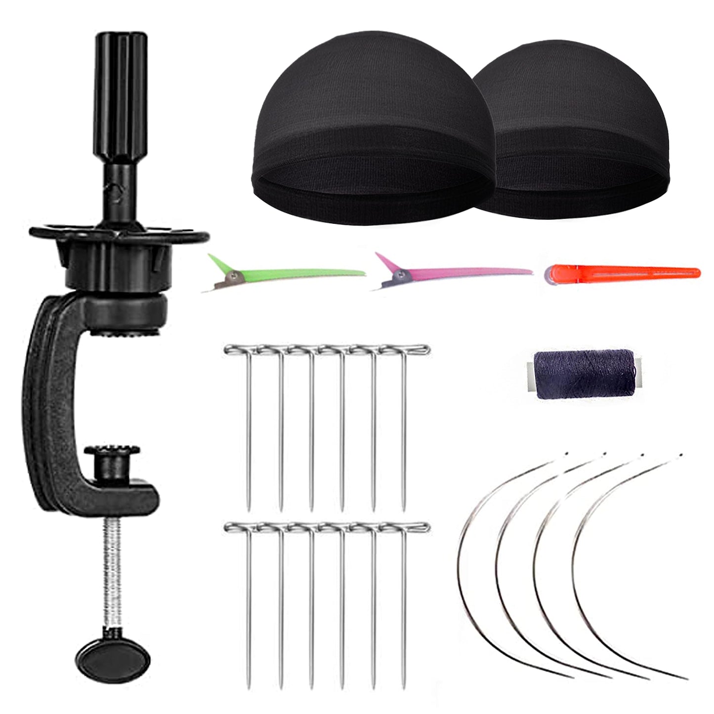 White Smoke GEXWORLDWIDE GEX 20"-24" Canvas Cork Wig Block Mannequin Head for Wig Making Drying Styling Display with Table C Clamp Stand Holder (Black 22")